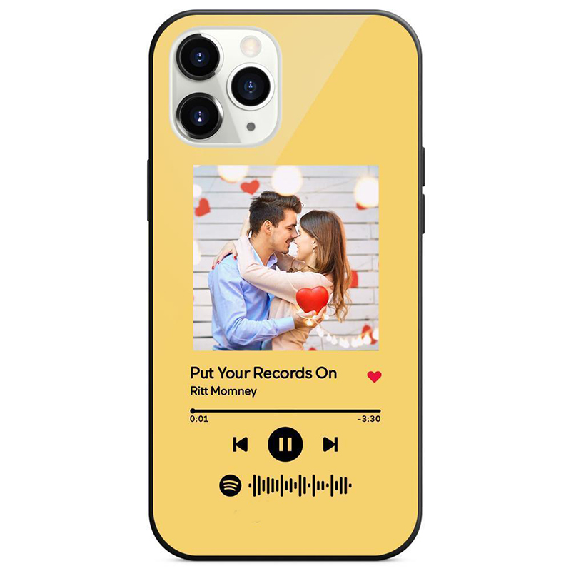 Yellow Custom Spotify Plaque Song Iphone Case For Couple