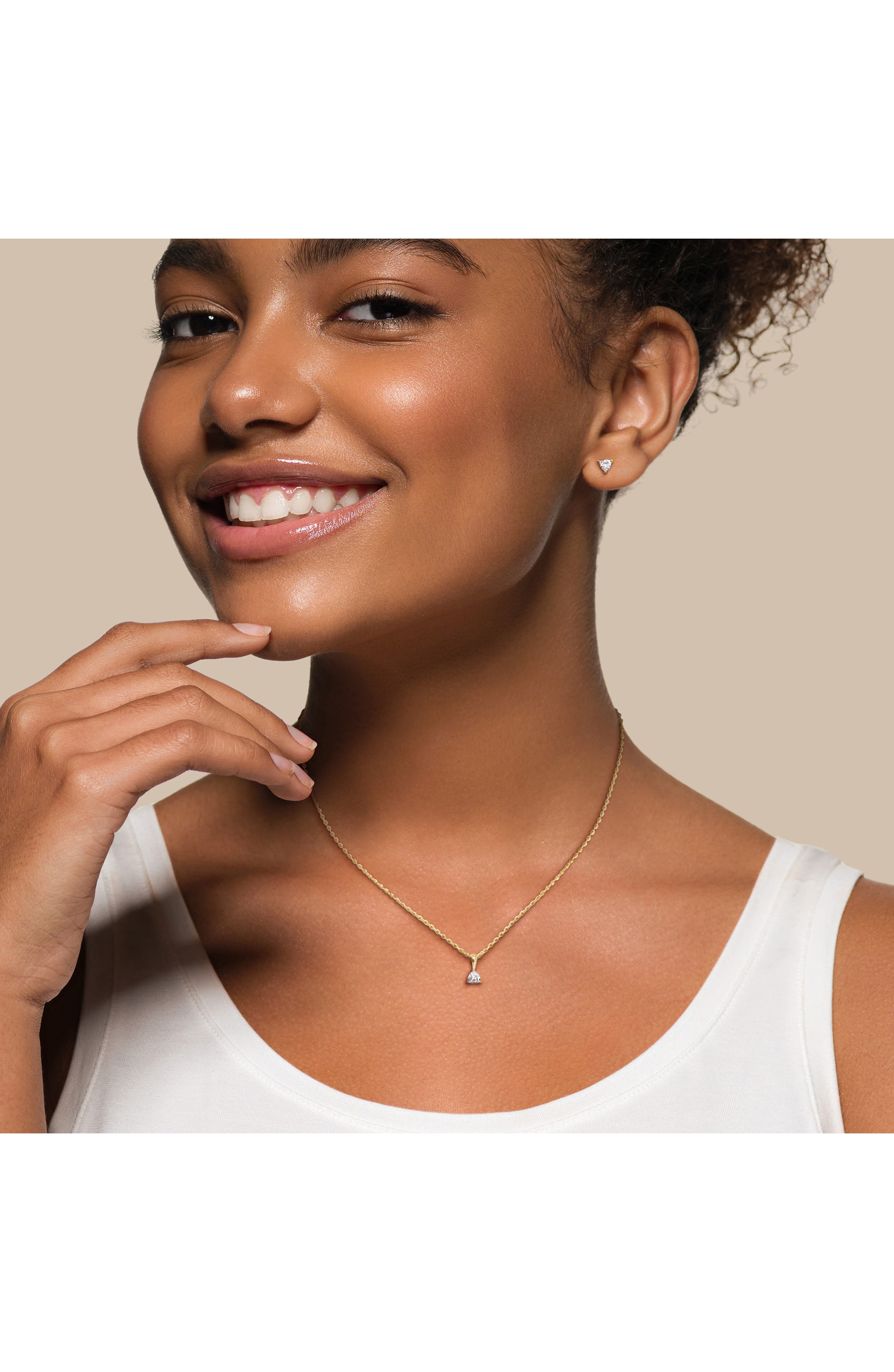 DELMAR Trillion Cut Cubic Zirconia Stud Earrings & Pendant Necklace Set