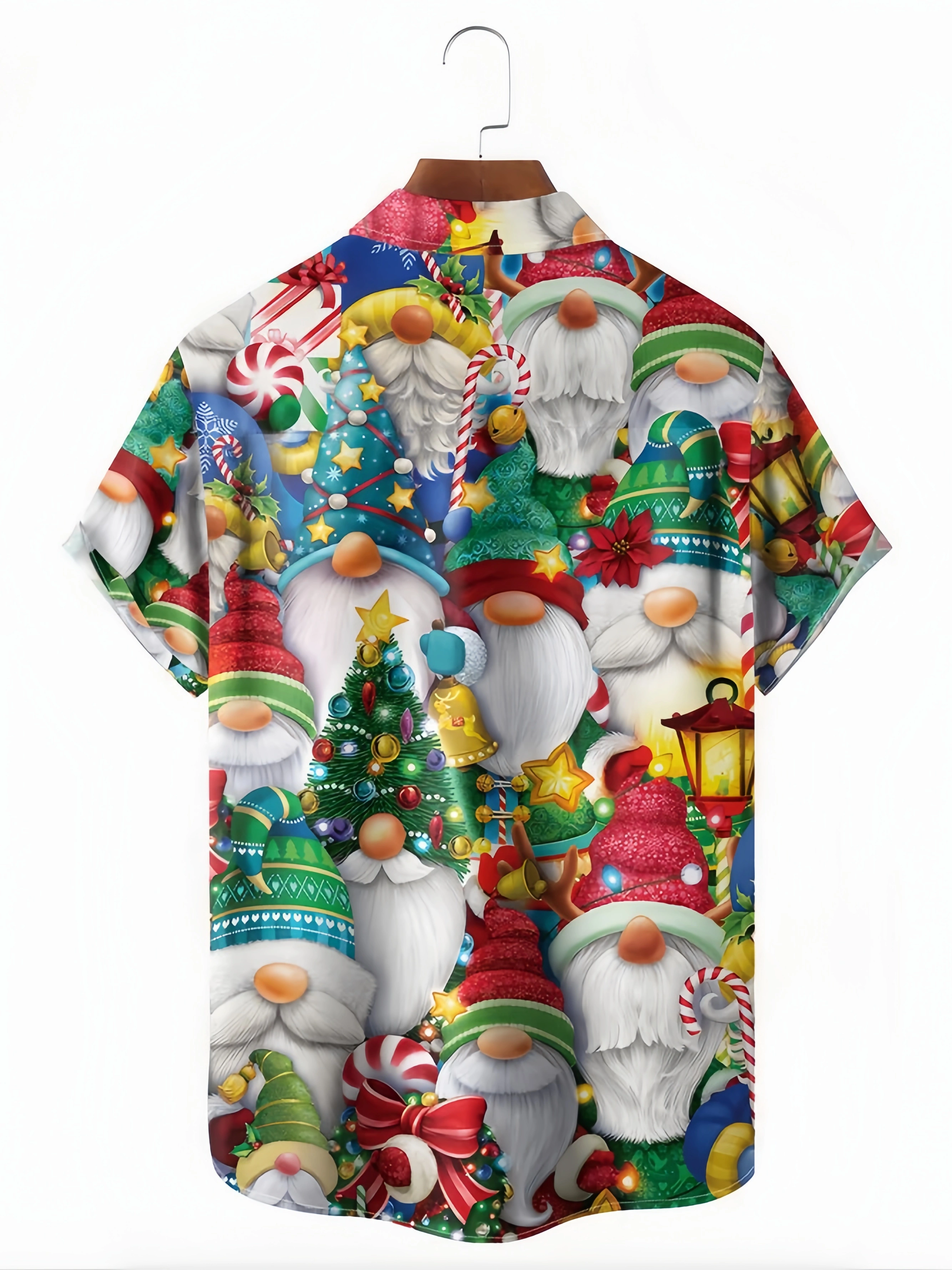 Christmas Gnome Chest Pocket Short Sleeve Hawaiian Shirt