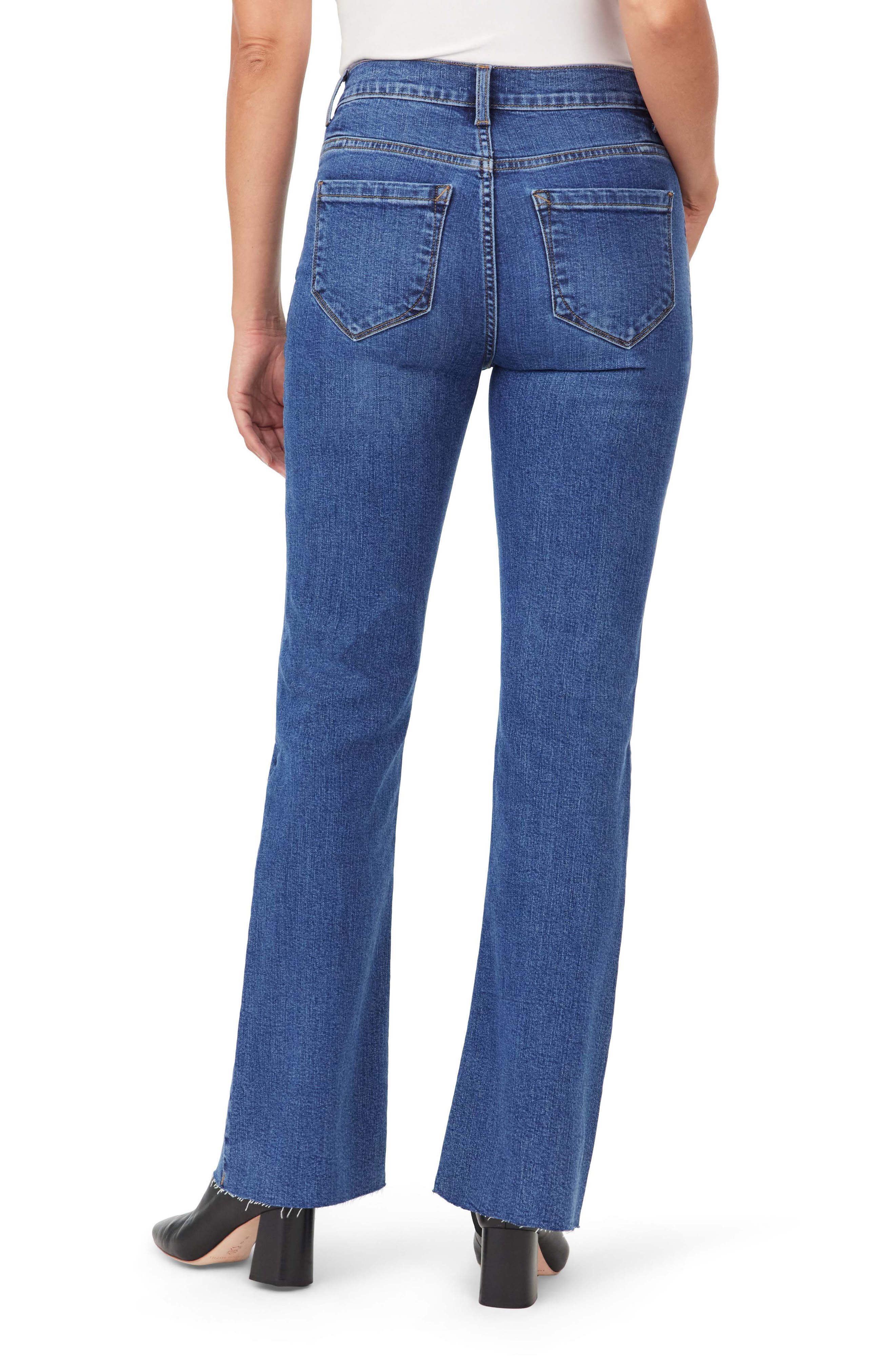 Kensie Savannah High Waist Raw Hem Flare Leg Jeans
