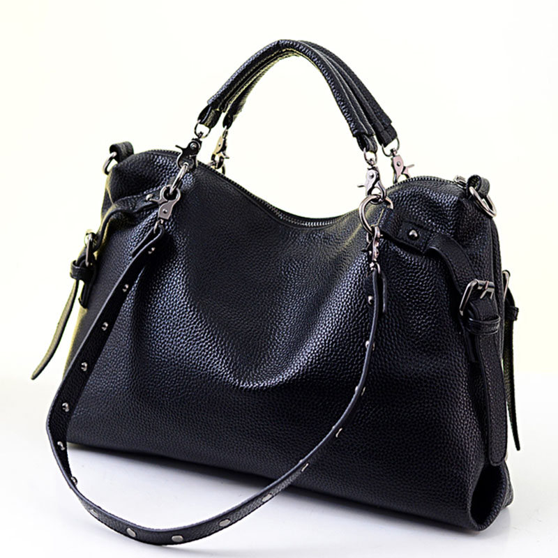 Rivet Women's PU Leather Handbag New Fashion Cowhide Women Messenger Bags One Shoulder Handbag Big Bags WNB80211002