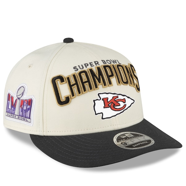 Kansas City Chiefs New Era Super Bowl LVIII Champions Locker Room Low Profile 9FIFTY Adjustable Hat - Cream/Black