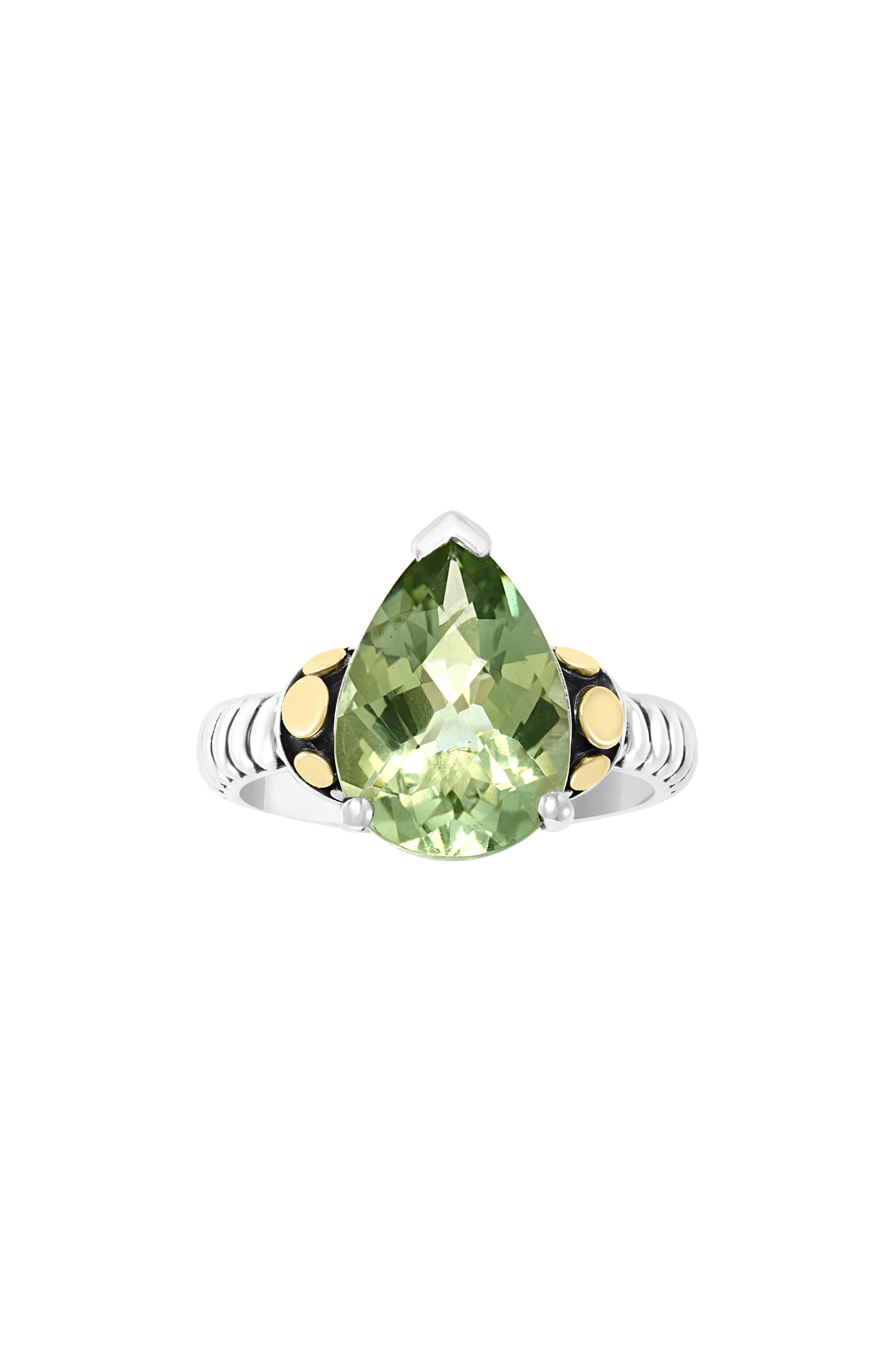EFFY Sterling Silver 18K Gold Green Quartz Ring