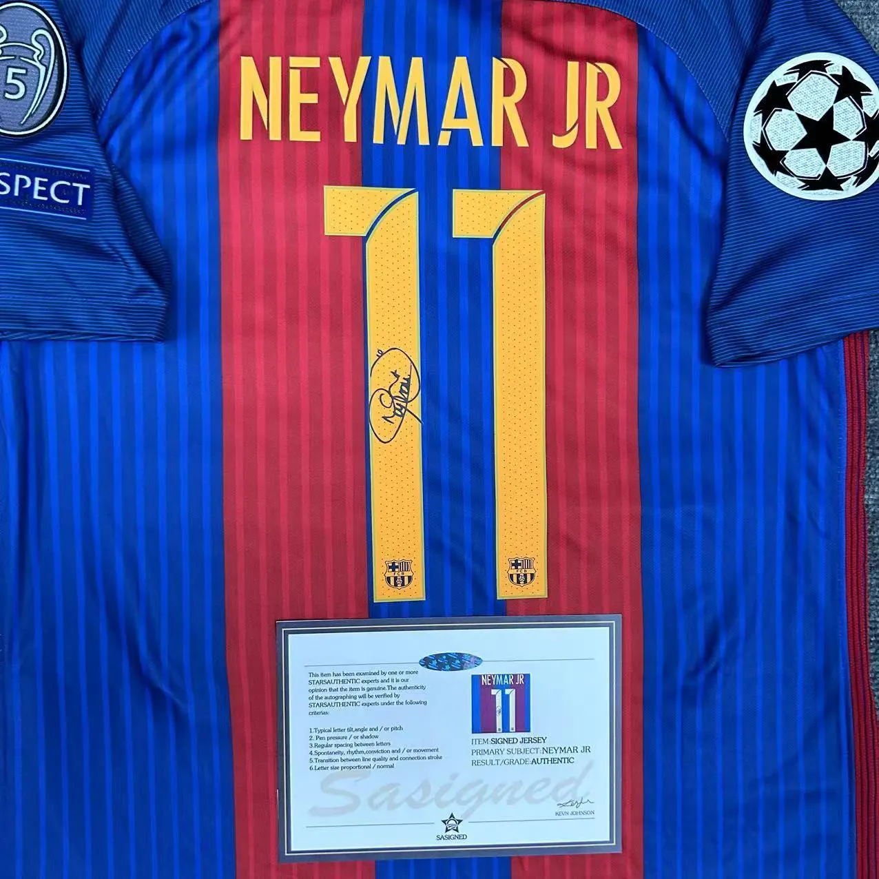 Neymar Jr SIGNED Barcelona 16/17 Home Jersey/Shirt - COA - 2016