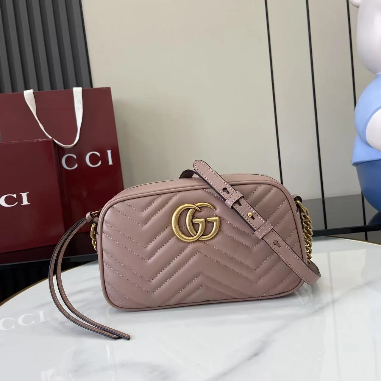 Gucci Pink Marmont GG Supreme Canvas Crossbody Bag product photo from LabelPicks