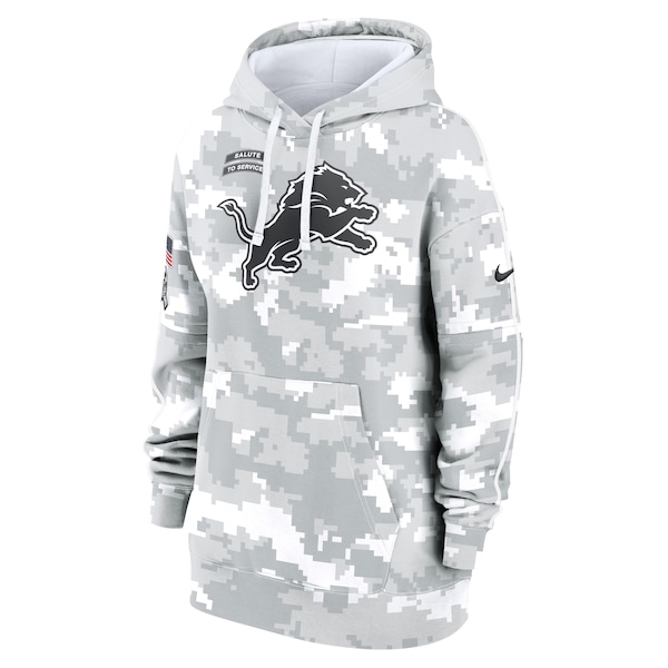 Detroit Lions Nike Women's 2024 Salute To Service Club Fleece Pullover Hoodie - Arctic Camo