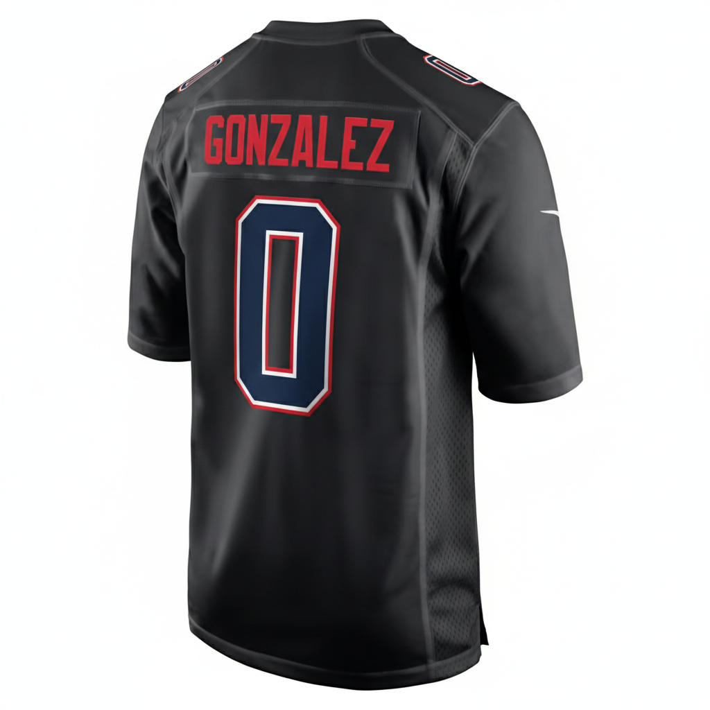 Men's Nike Christian Gonzalez Black New England Patriots Super Bowl LX Patch Carbon Fashion Game Jersey