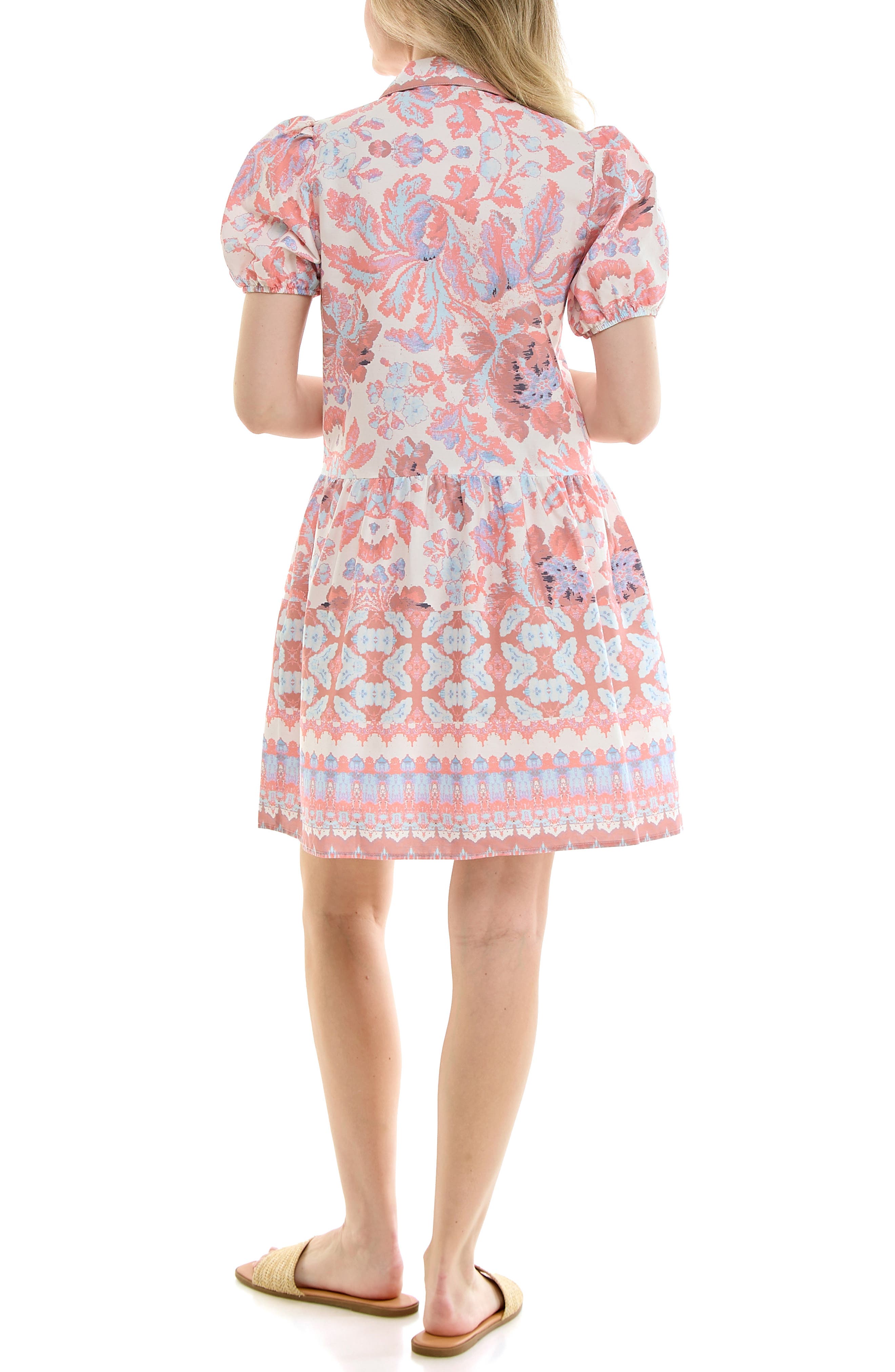 Nicole Miller Puff Sleeve Shirtdress