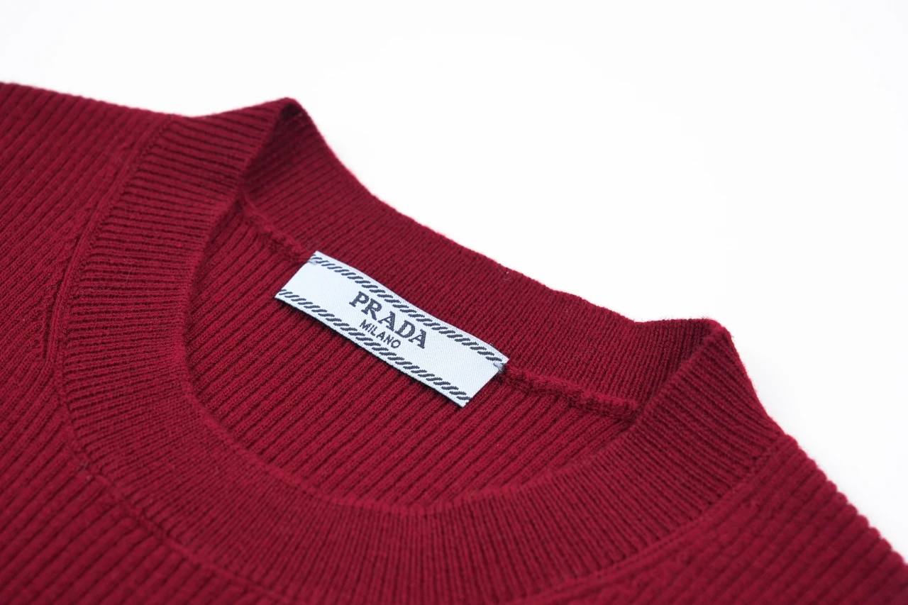 Prada Burgundy Recycled Silk Logo Jacquard Slim Knit Sweater product photo from LabelPicks