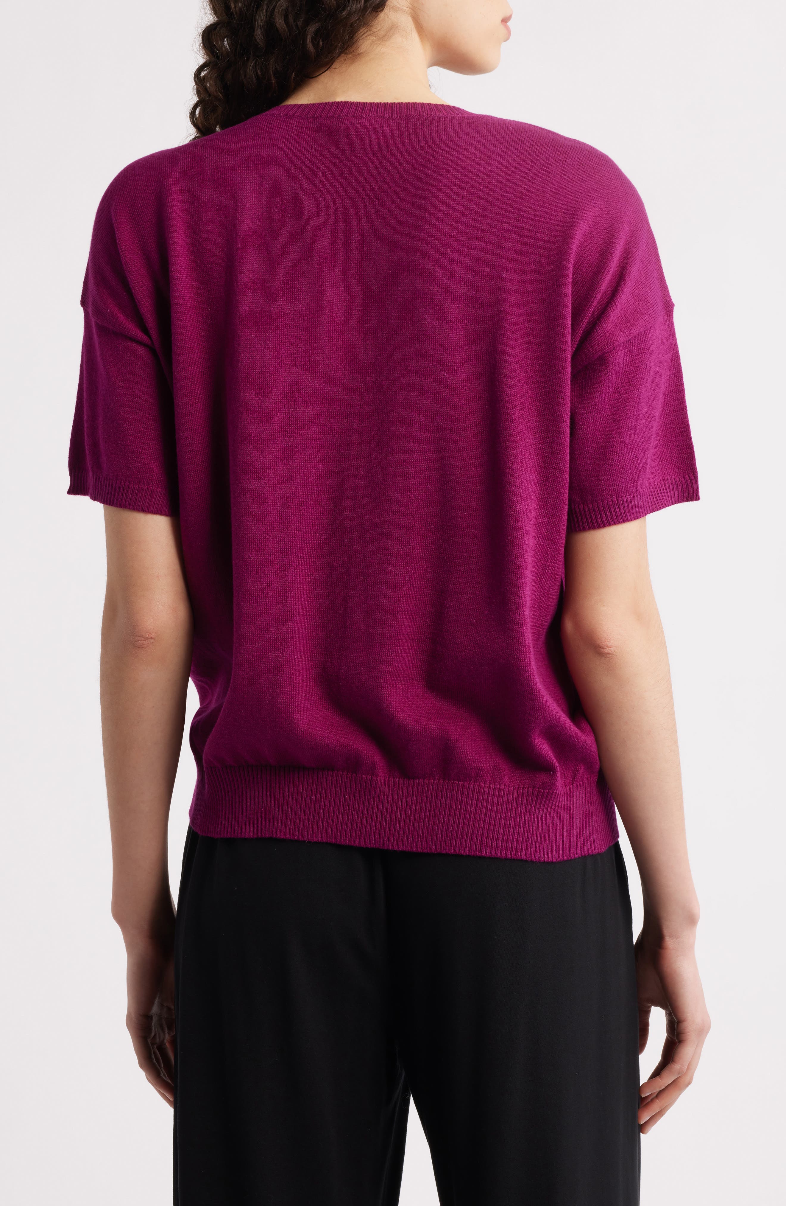 Eileen Fisher Short Sleeve Organic Cotton Blend Sweater