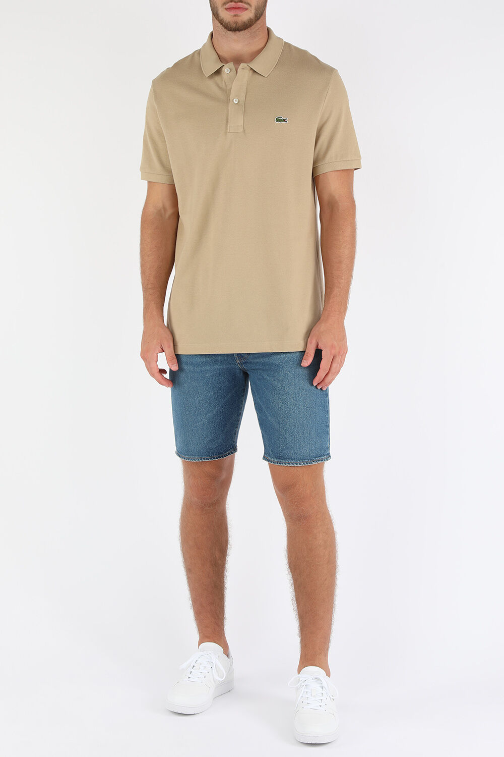 LACOSTE חולצת פולו קצרה עם לוגו תנין רקום