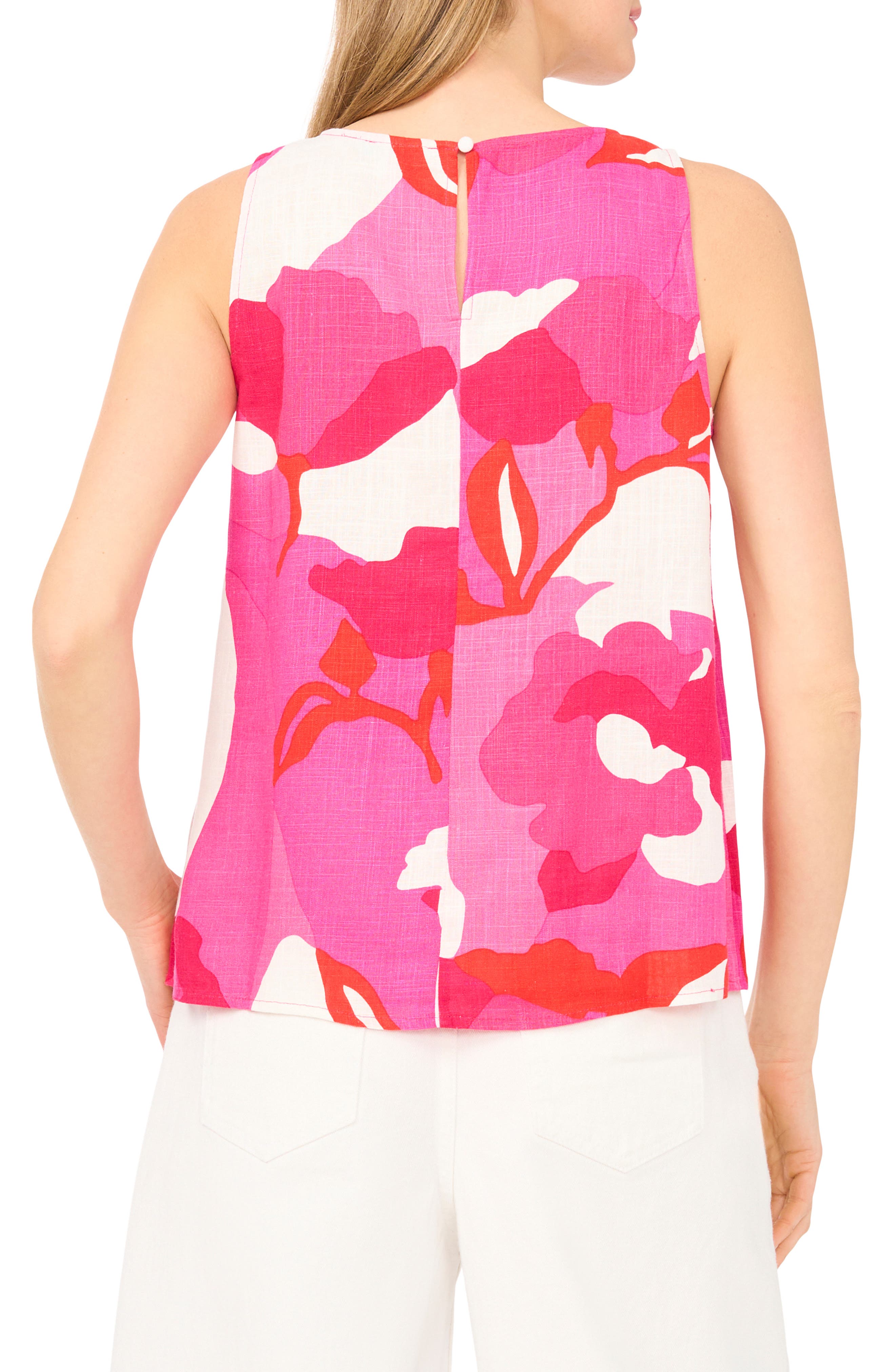 Vince Camuto Floral Print Linen Tank