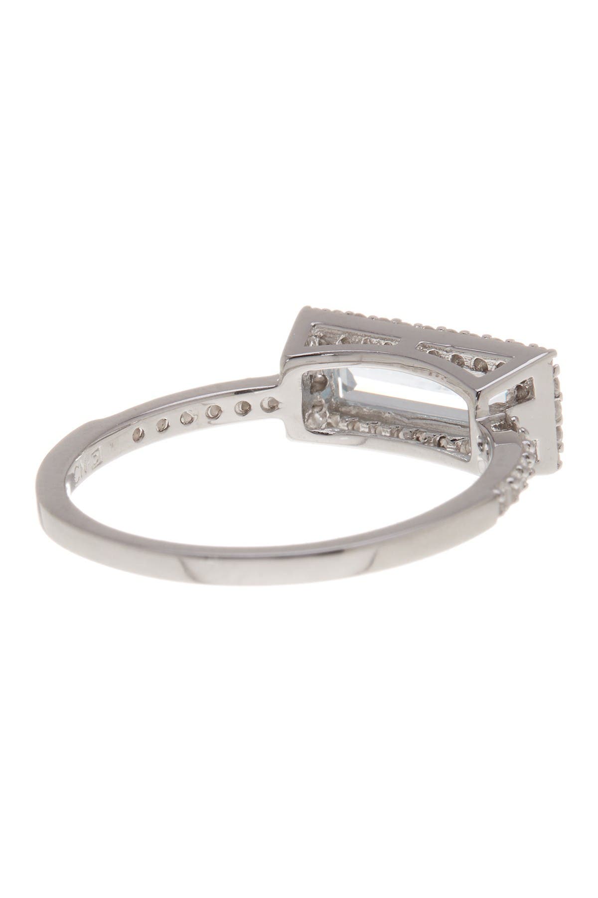 DELMAR Sterling Silver Blue Topaz & Sky White Sapphire Ring
