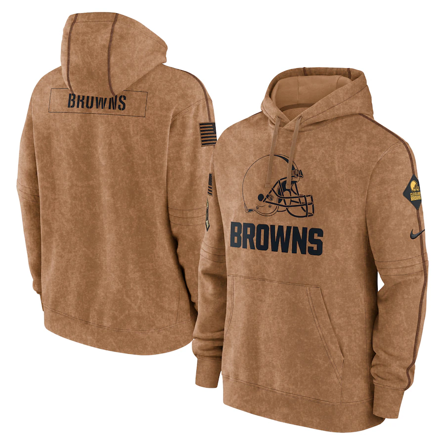 Cleveland Browns Men's Nike Brown 2023 Salute To Service Club Pullover Hoodie