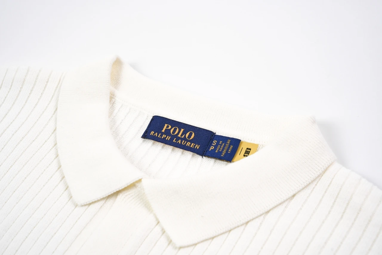 Ralph Lauren White Ribbed Pony Embroidered Knit Polo Shirt product photo from LabelPicks