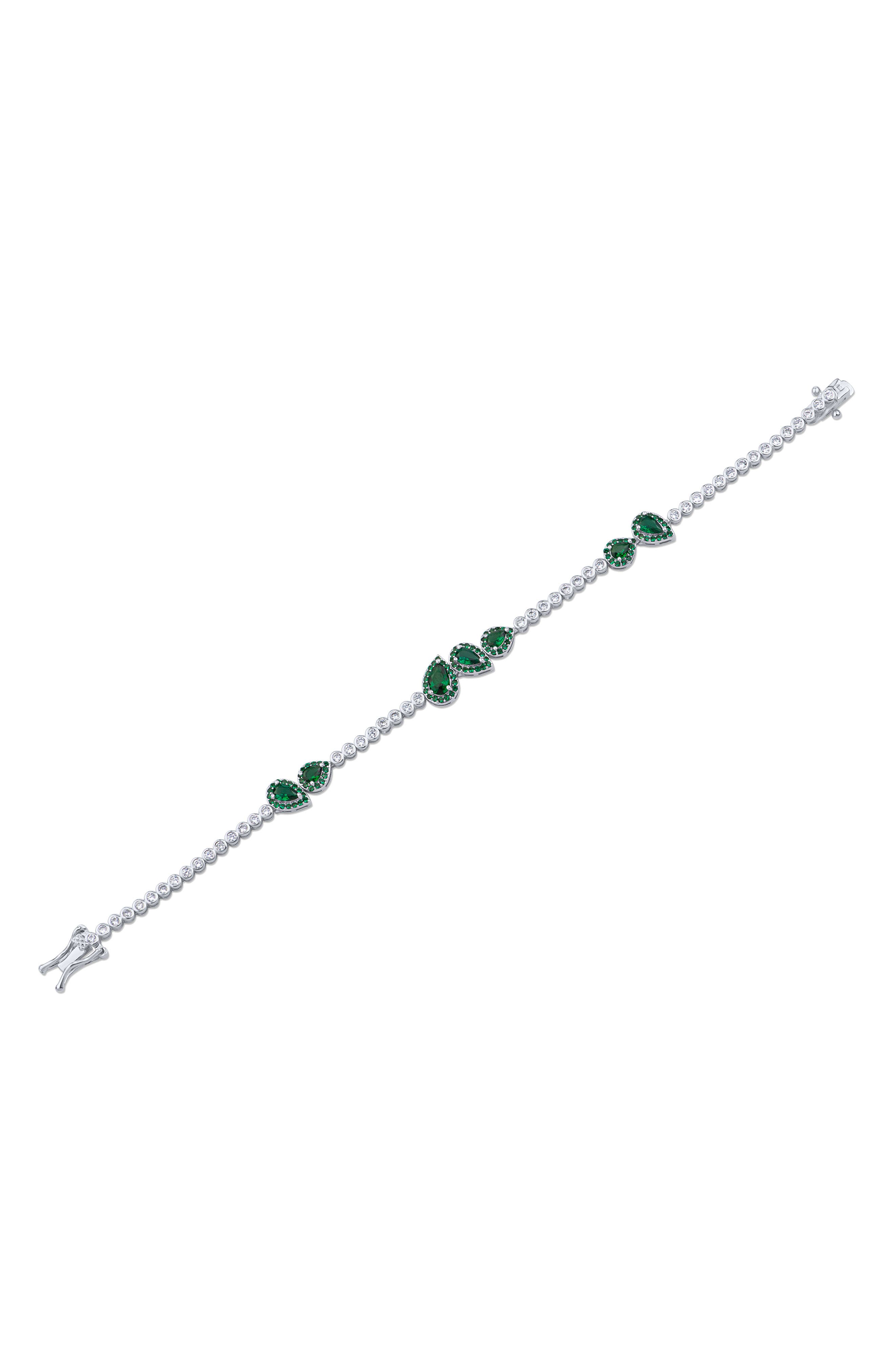 CZ by Kenneth Jay Lane Cubic Zirconia Pear Halo Station Tennis Bracelet