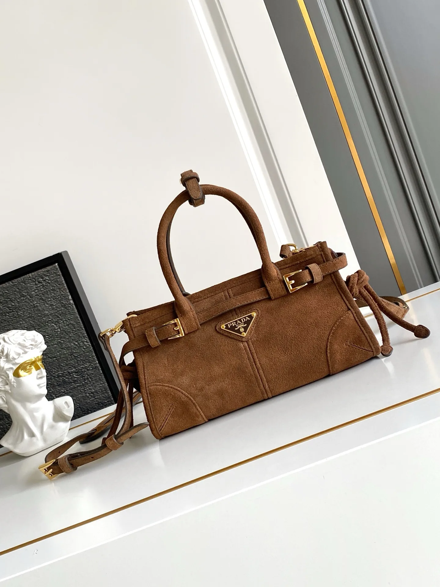 Prada Suede Leather Top Handle Bag product photo from LabelPicks