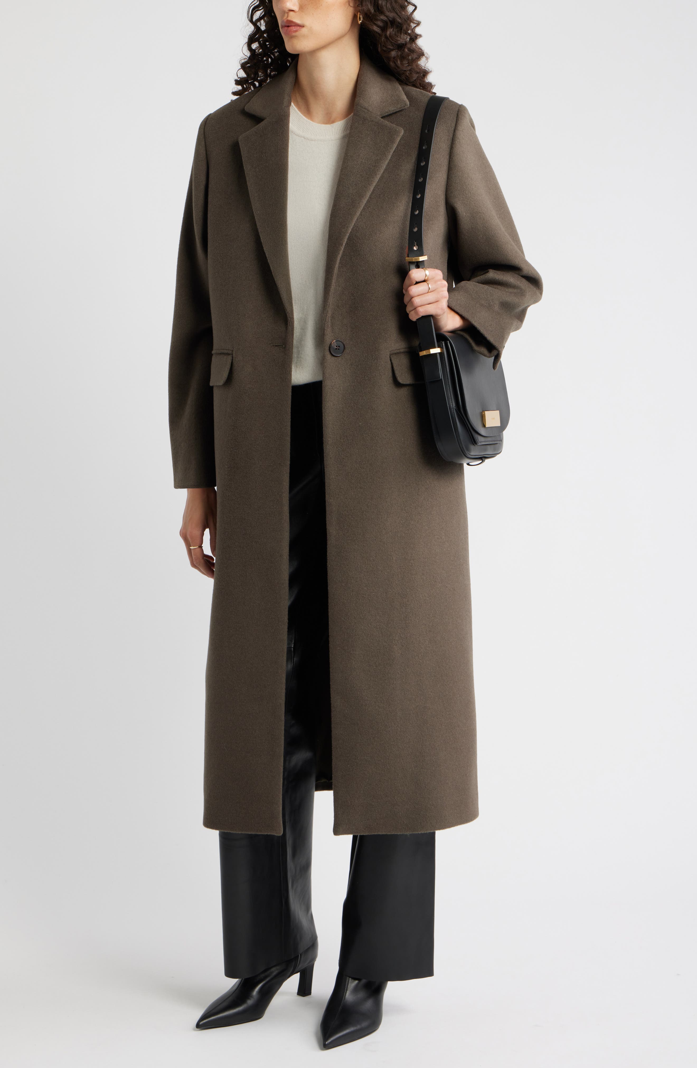 Nordstrom One-Button Wool Blend Coat