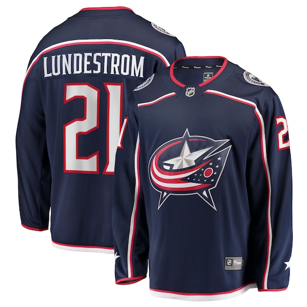 Isac Lundestrom Columbus Blue Jackets  Home Breakaway Jersey - Navy