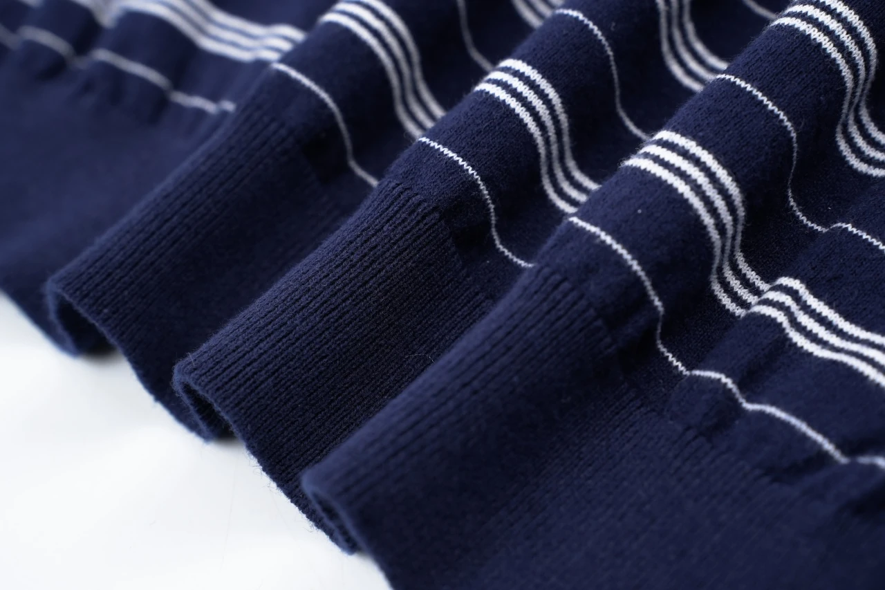 Miu Miu Navy Stripe Logo Intarsia Long Sleeve Polo Shirt product photo from LabelPicks