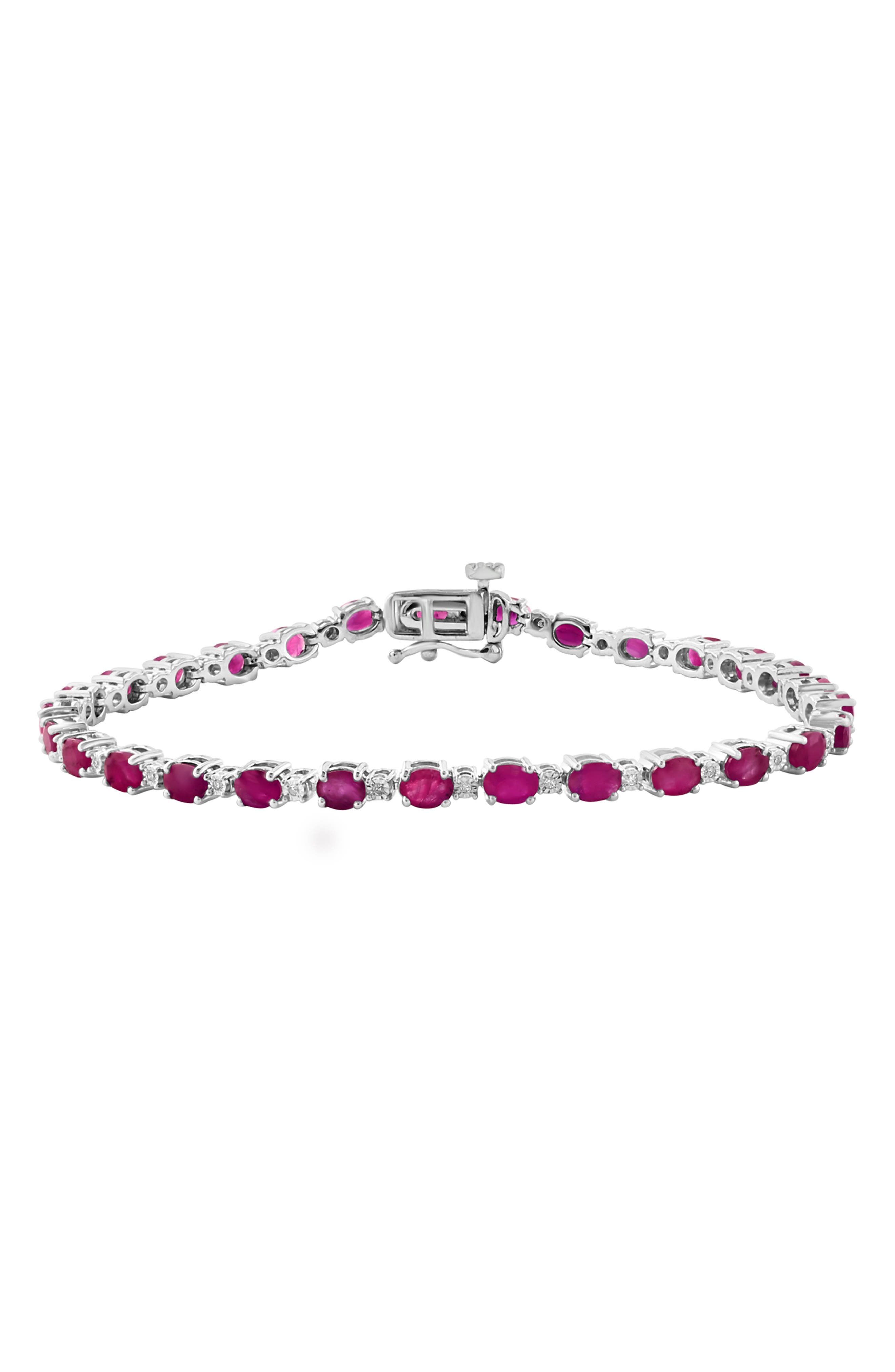 EFFY Sterling Silver Ruby Diamond Bracelet - 0.06 ctw.
