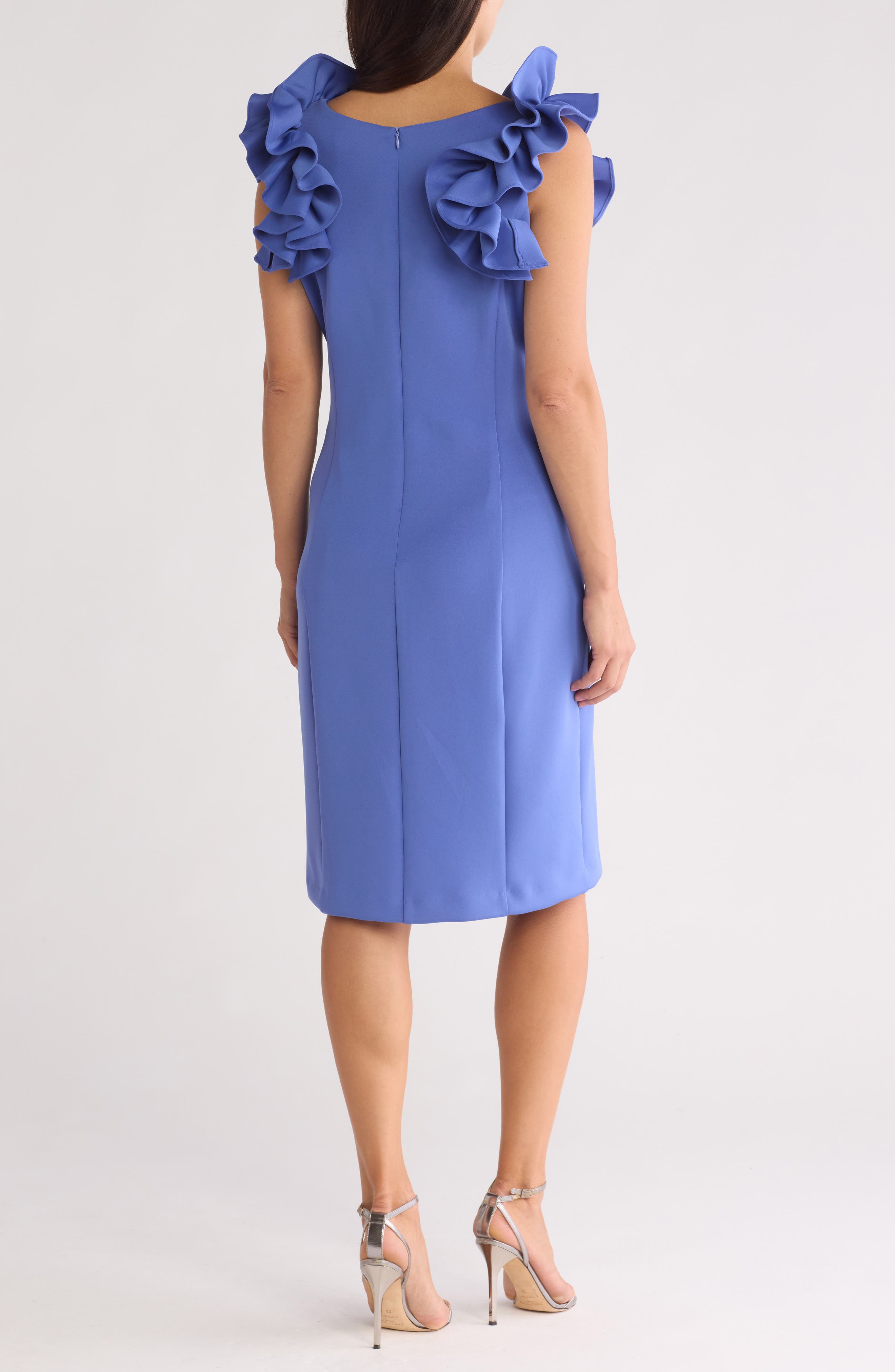 Julia Jordan Donna Ricco Ruffle Shoulder Sheath Dress