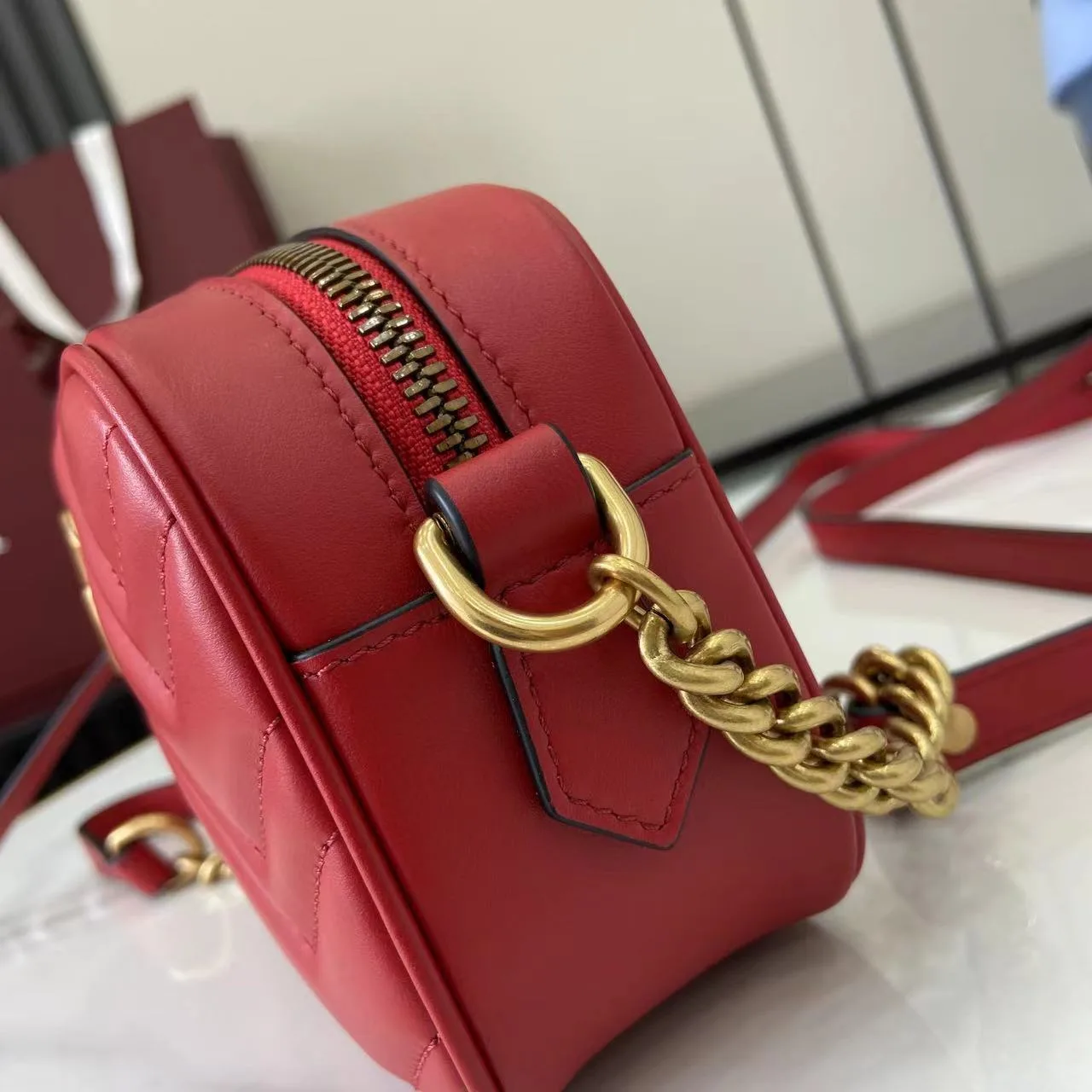 Gucci Marmont Red GG Supreme Canvas Crossbody Bag product photo from LabelPicks