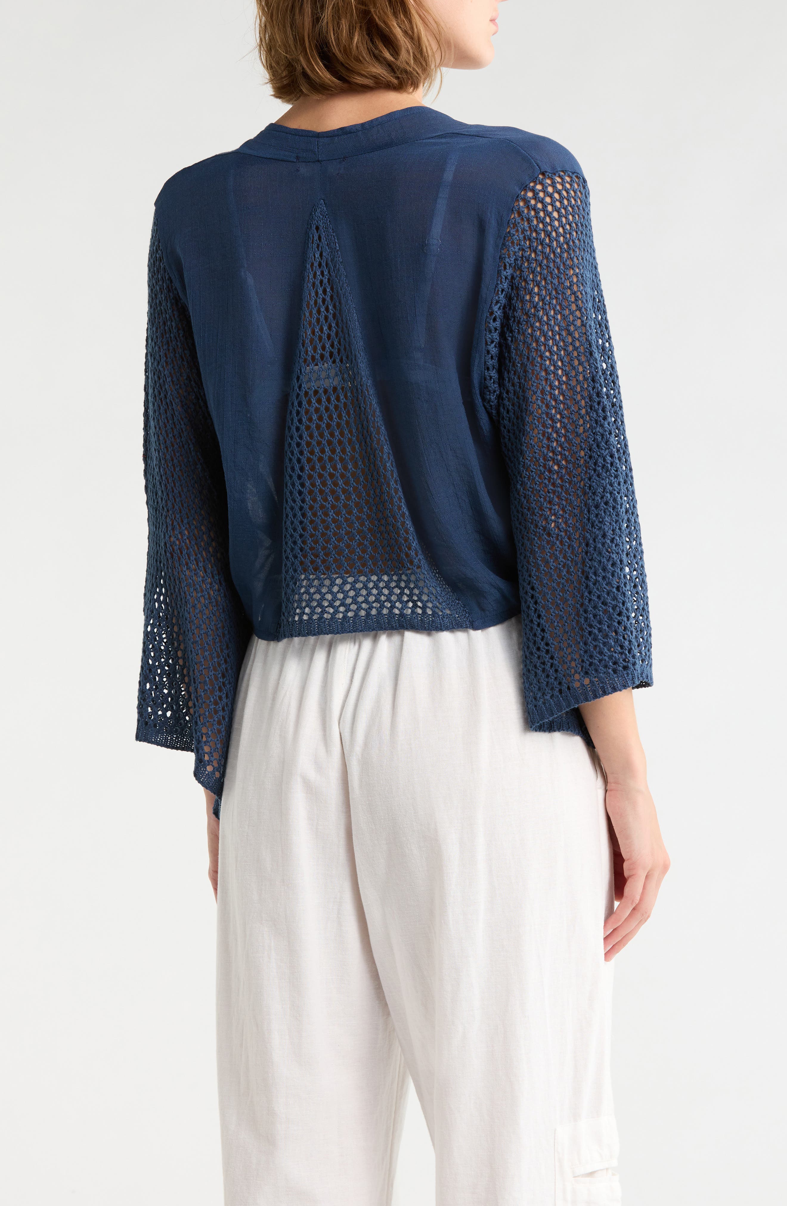 Elan Tie Front Bell Sleeve Cover-Up Top