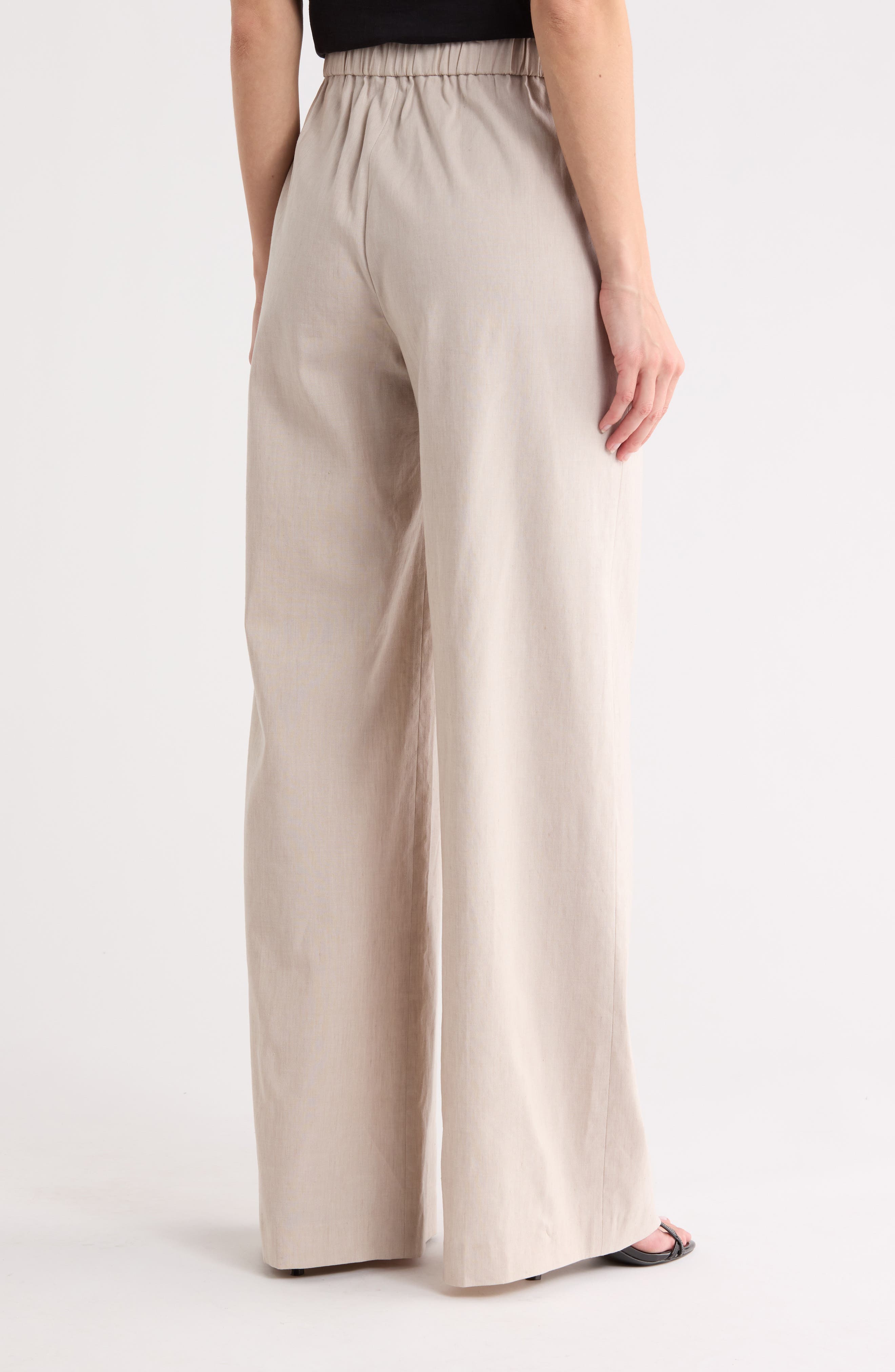 Theory Terena High Waist Linen Blend Wide Leg Pants