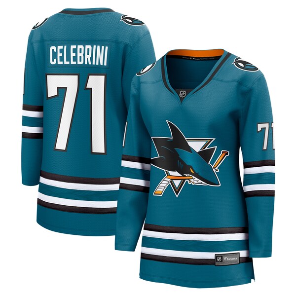 Macklin Celebrini San Jose Sharks  Women's  Home Breakaway Jersey – Teal
