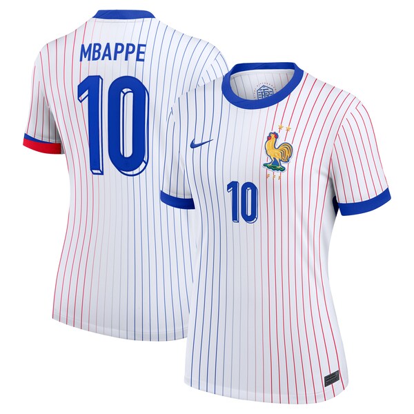 Kylian Mbappe France National Team Nike Women's 2024 Away Replica Jersey - White/Blue