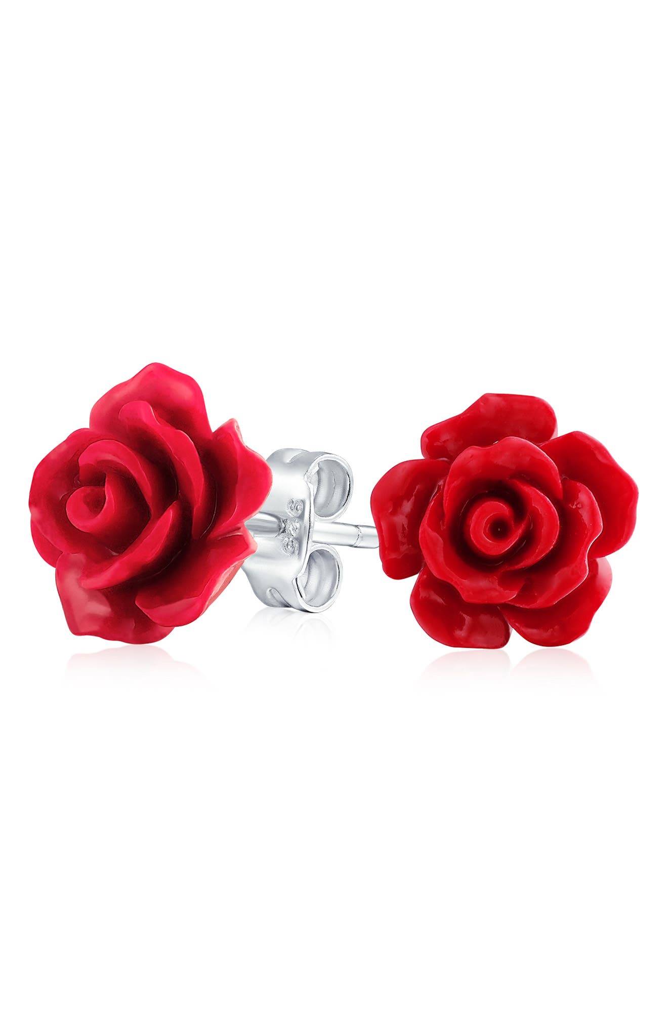 BLING JEWELRY 3D Floral Delicate Stud Earrings