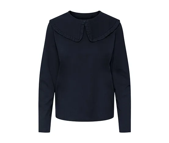 Langarmshirt mit Volantkragen