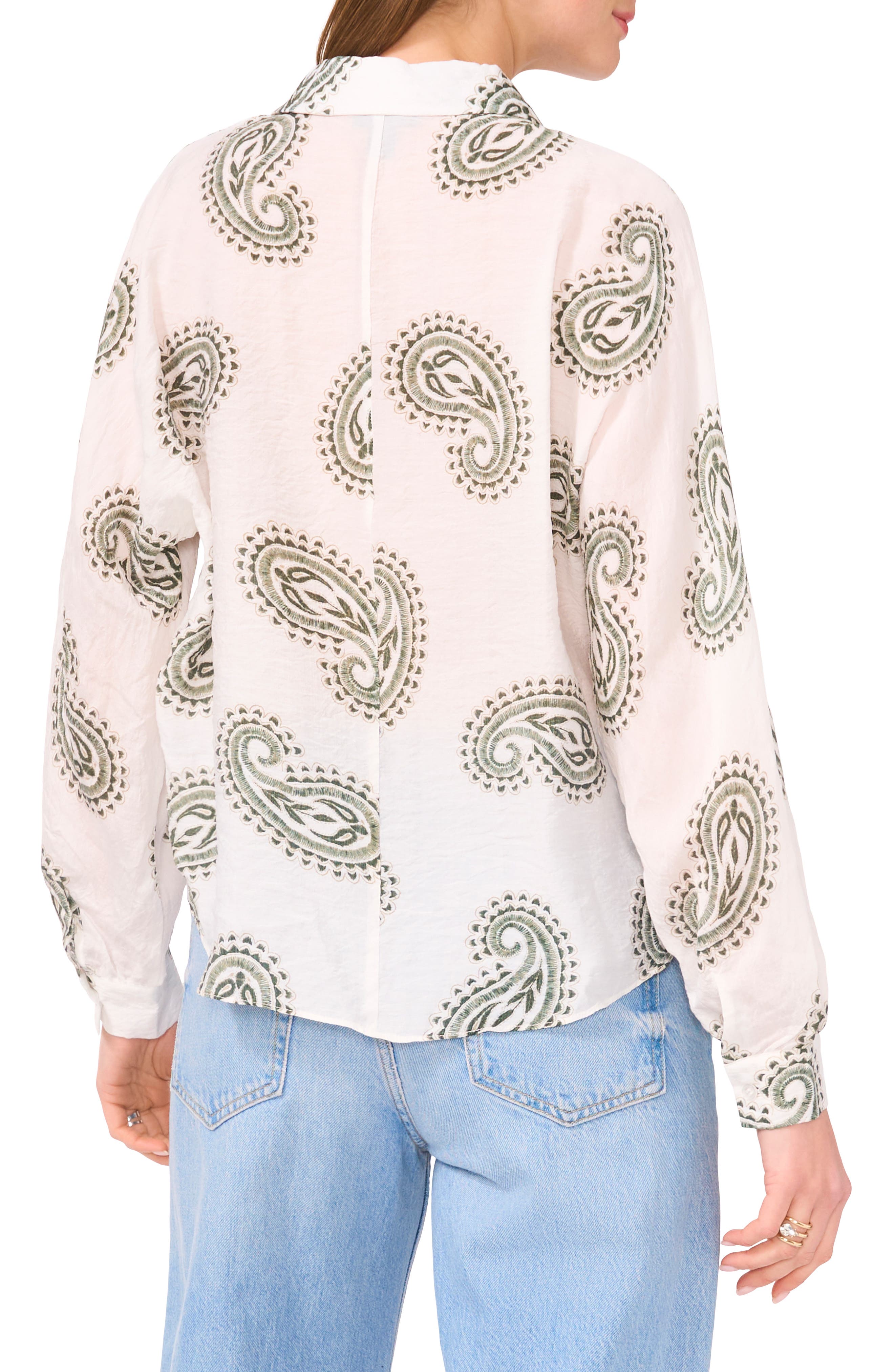 Halogen® Long Sleeve Tie Hem Button-Up Shirt