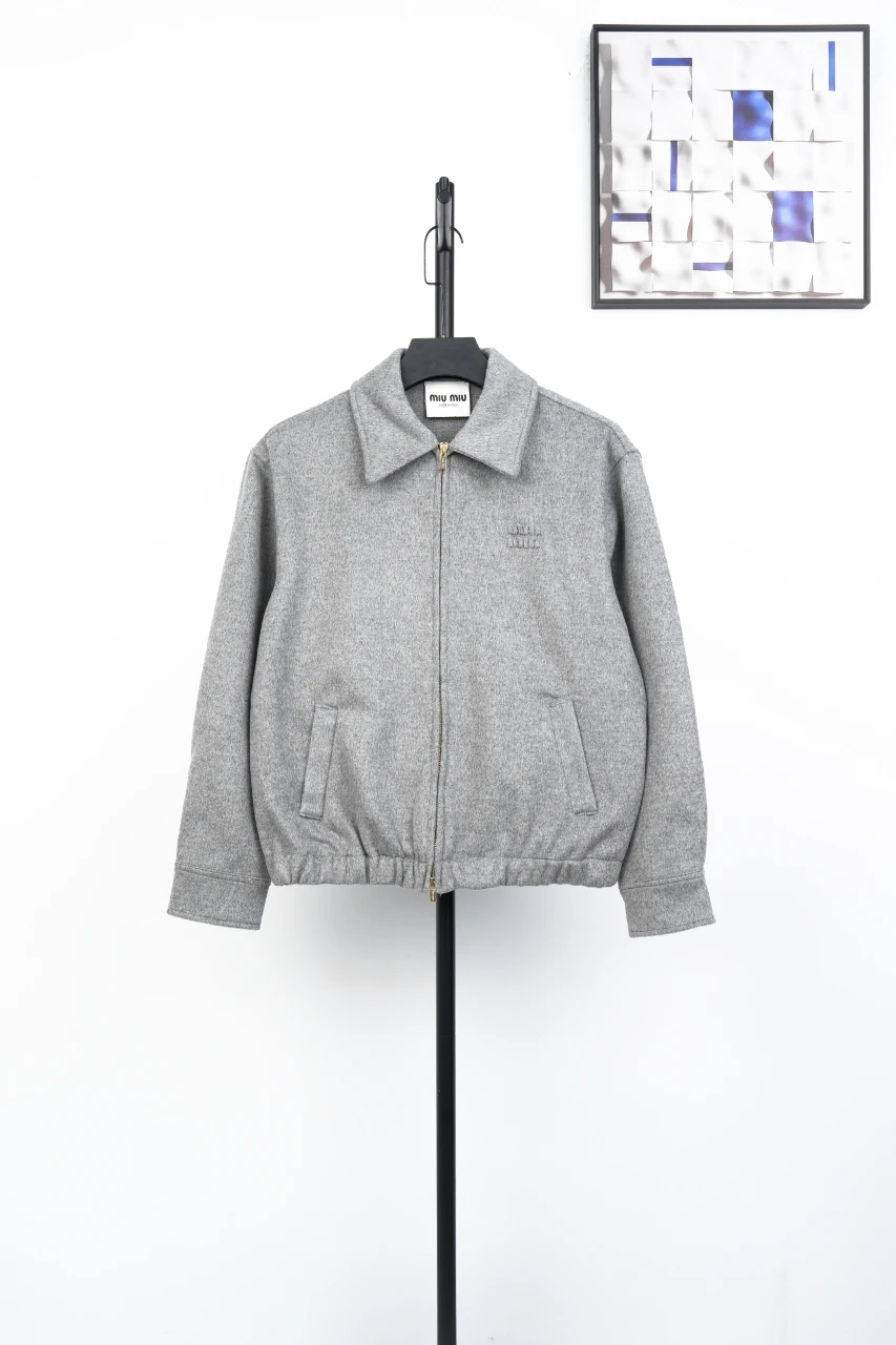 Miu Miu Grey Wool Zip Jacket product photo from LabelPicks