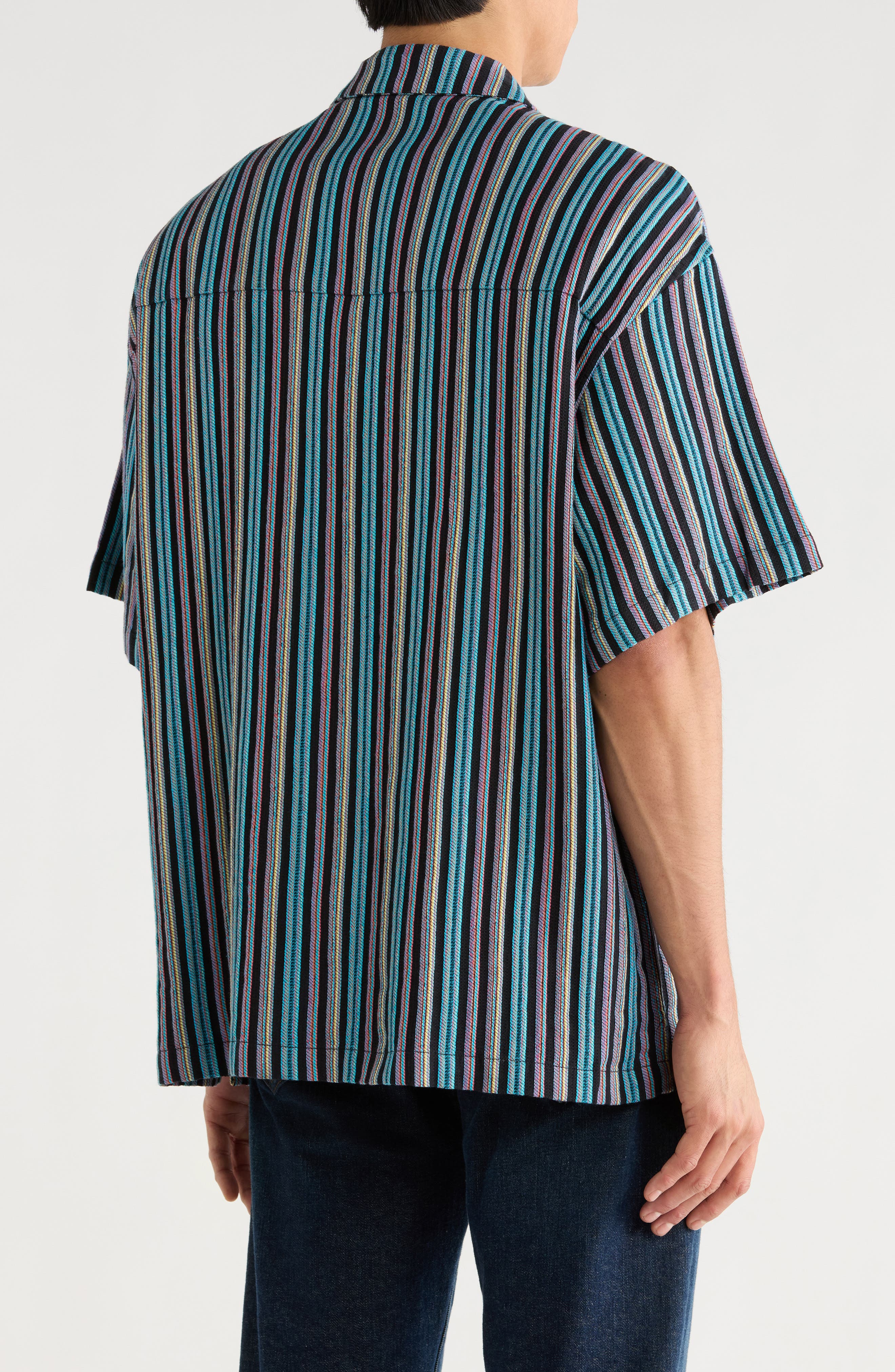 Scotch & Soda Relaxed Fit Stripe Short Sleeve Button-Up Shirt