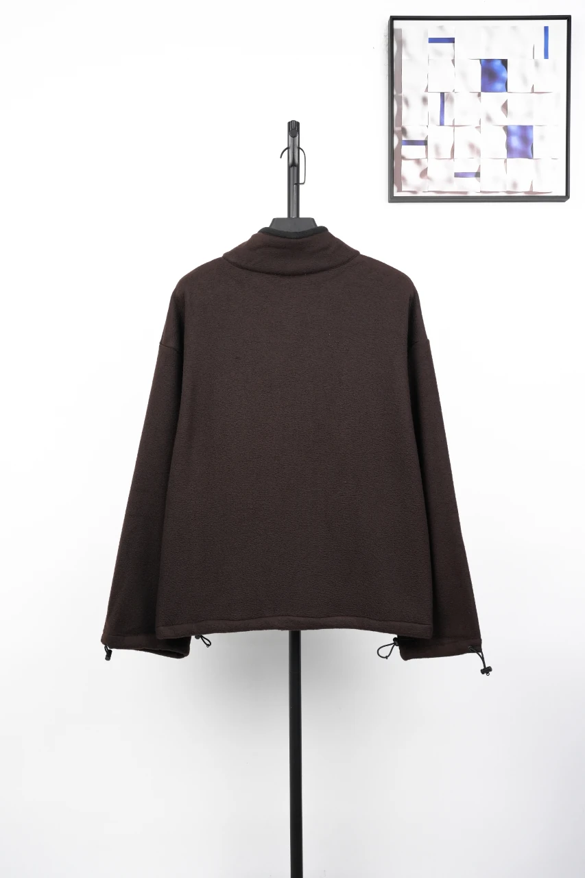 Miu Miu Brown Logo Fleece Stand Collar Jacket product photo from LabelPicks