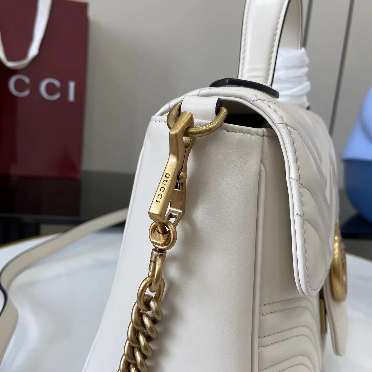 Gucci White Marmont GG Supreme Canvas Top Handle Bag product photo from LabelPicks