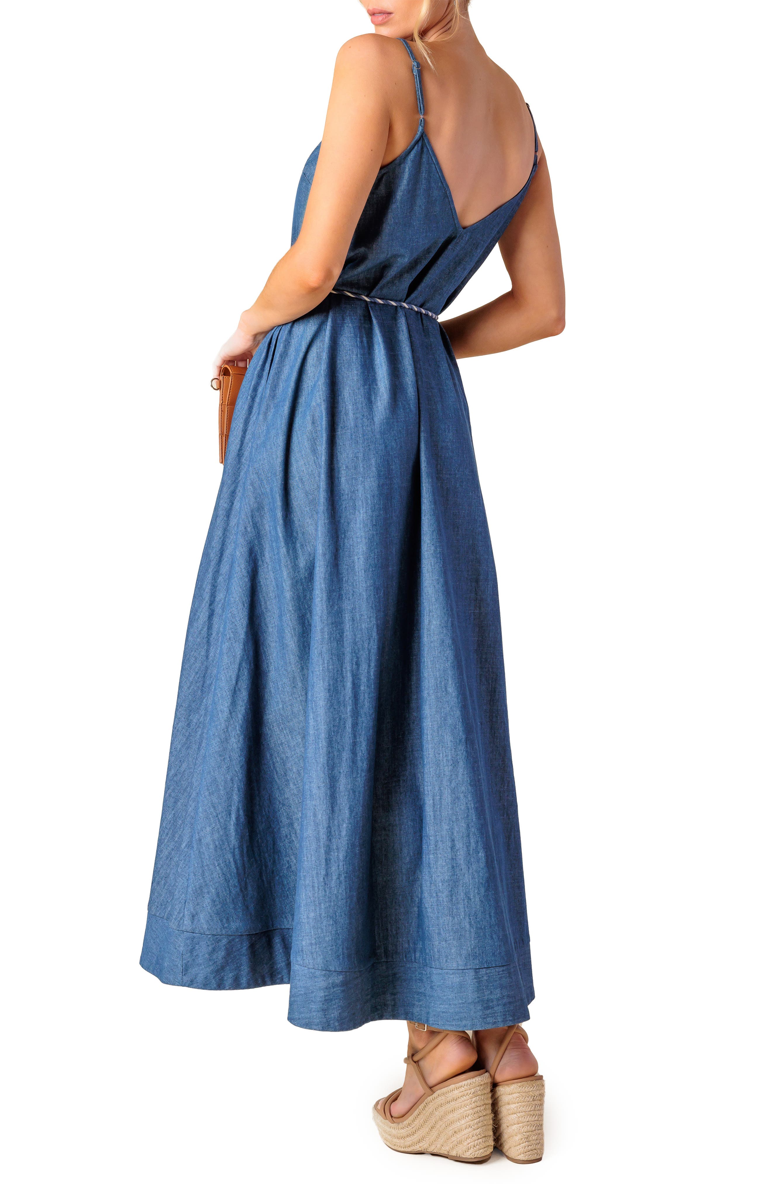 FLYING TOMATO Denim Midi Sundress