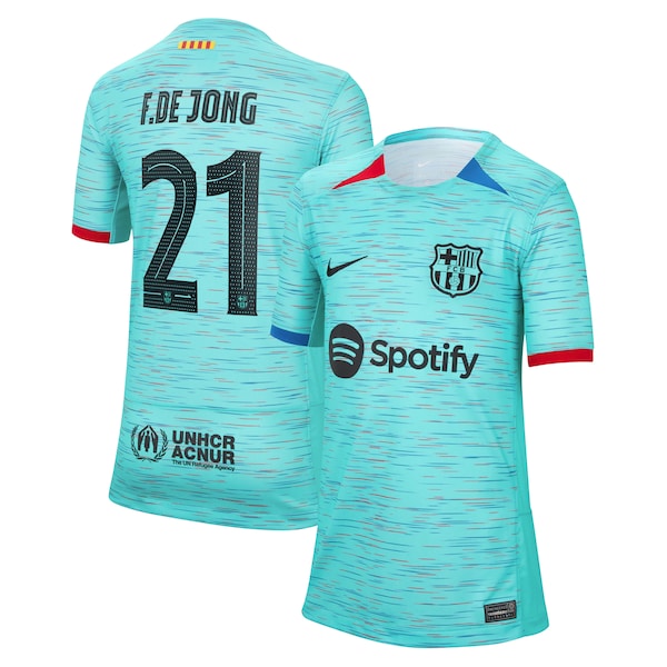 Frenkie de Jong Barcelona Nike Youth 2023/24 Third Replica Jersey - Aqua