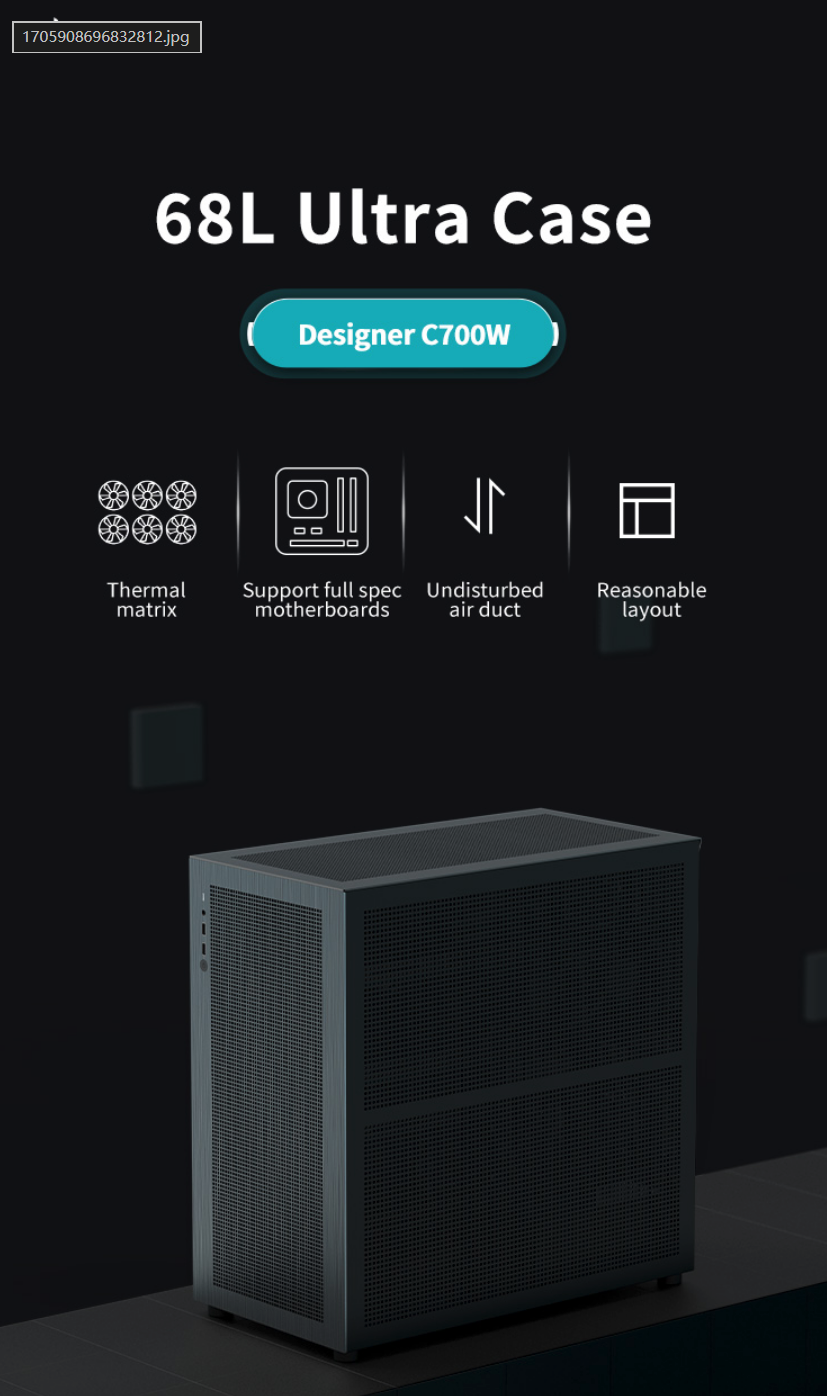 Abee Designer C700W 68L E-ATX Full Tower Case Brand New - GreshamTech