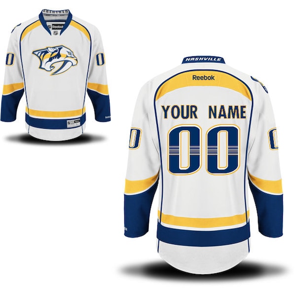 Reebok Nashville Predators Men's Premier Away Custom Jersey - White