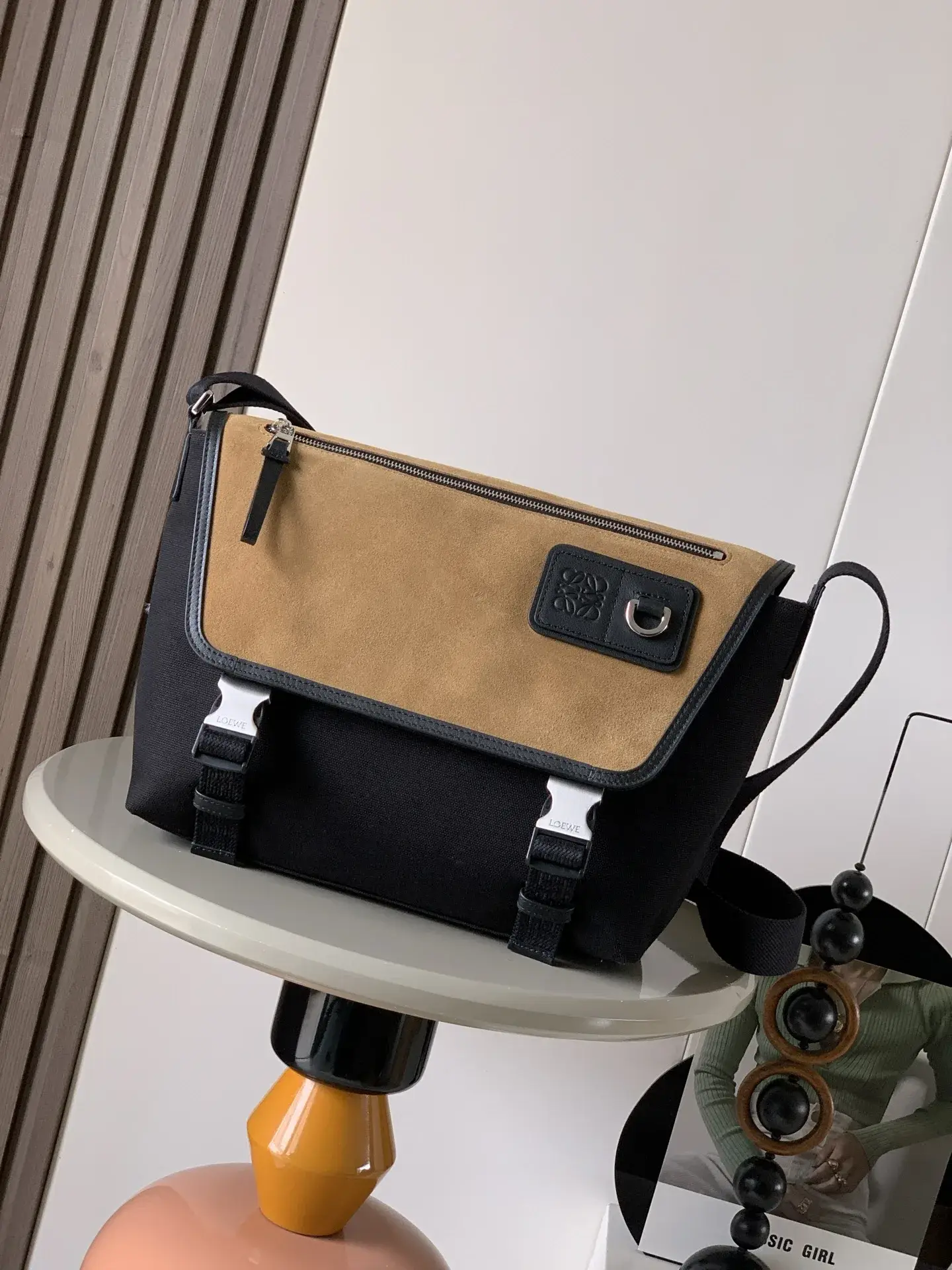 Loewe Flex Gold Canvas and Suede Crossbody Bag product photo from LabelPicks