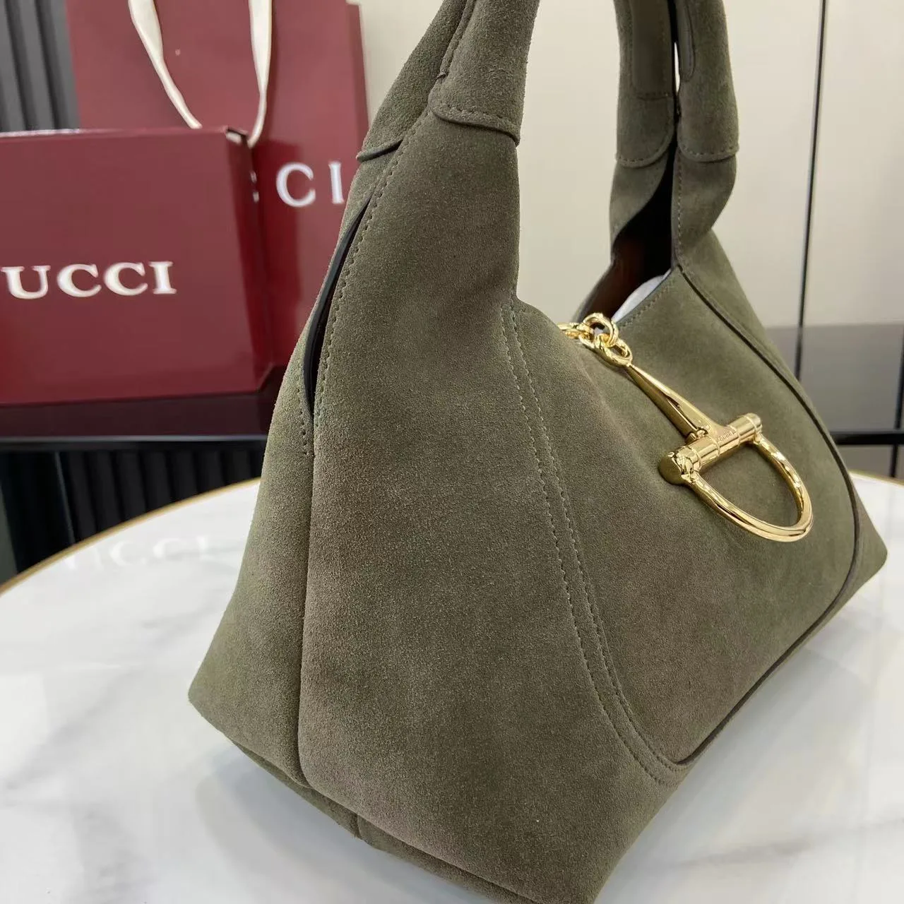 Gucci Green Suede Leather Shoulder Bag product photo from LabelPicks