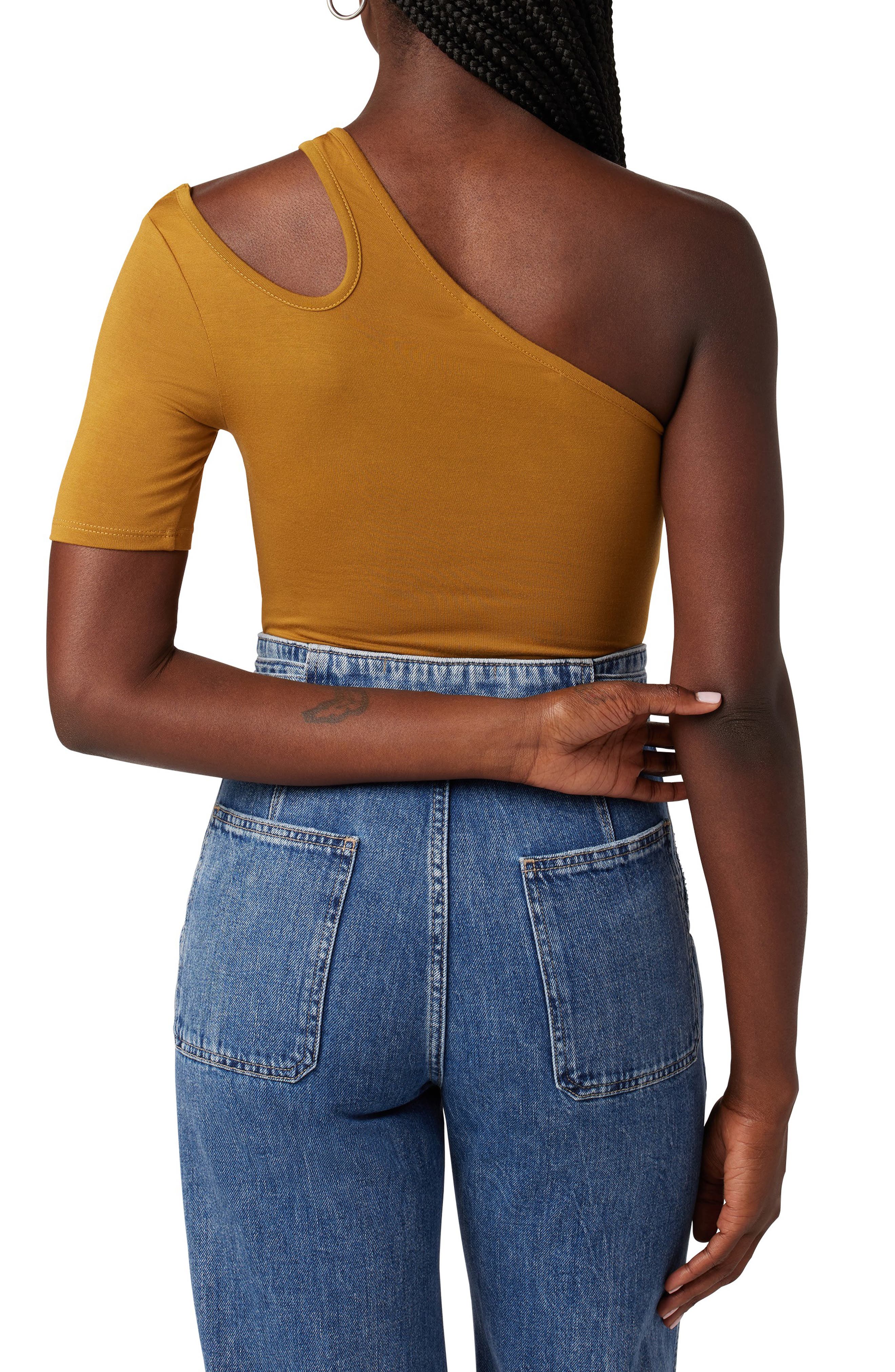 Hudson Jeans Asymmetric Cutout One-Shoulder Bodysuit
