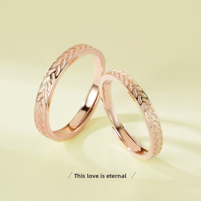 New car wheel pattern couple rings, S925 sterling silver, Korean style, rose gold, simple design, fashionable ring for women, a gift for your girlfriend