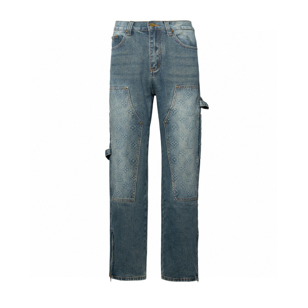 0907 Cargo functional denim pants