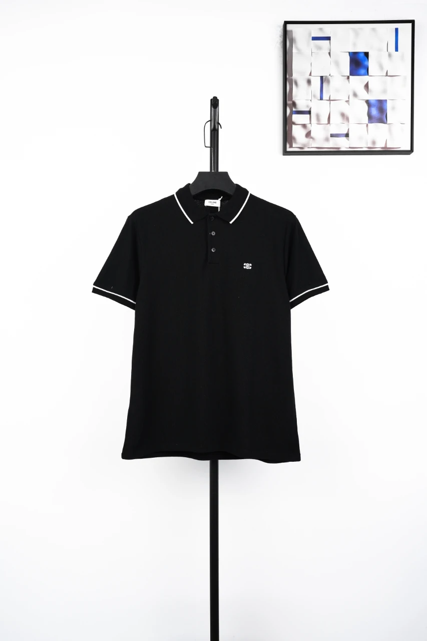 CELINE Black Triomphe Embroidered Polo Shirt product photo from LabelPicks