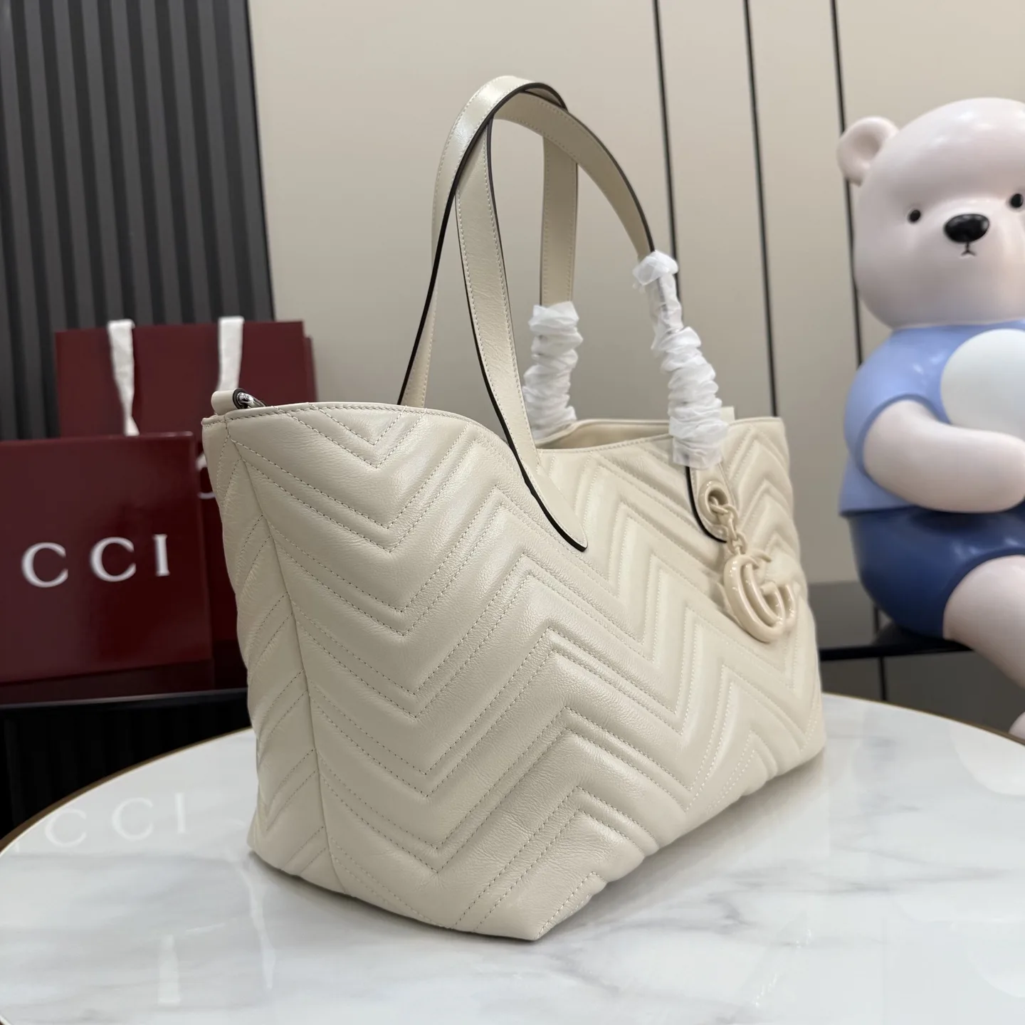 Gucci Marmont White GG Supreme Canvas Tote Bag product photo from LabelPicks