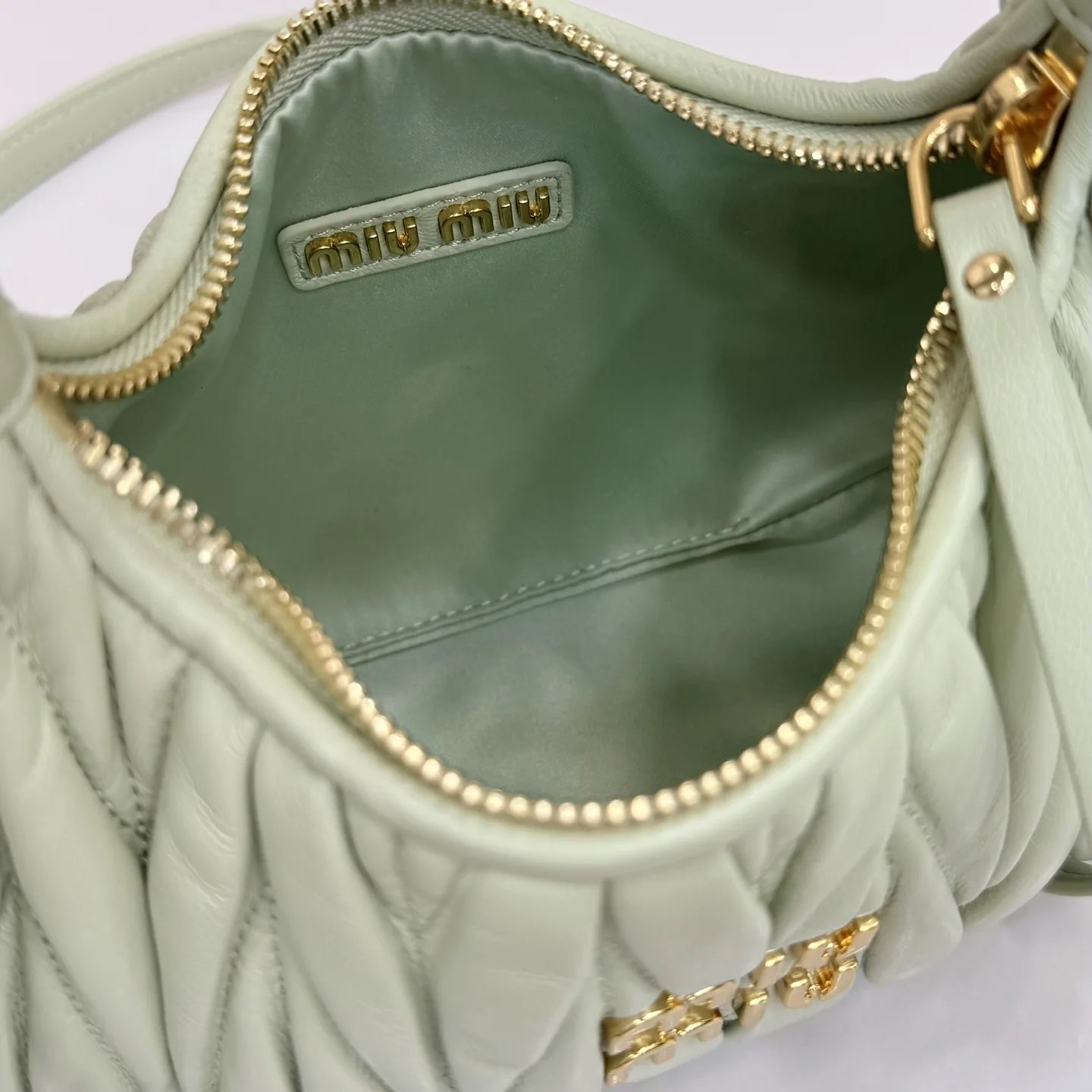 Miu Miu Matelasse Green Lambskin Shoulder Bag product photo from LabelPicks